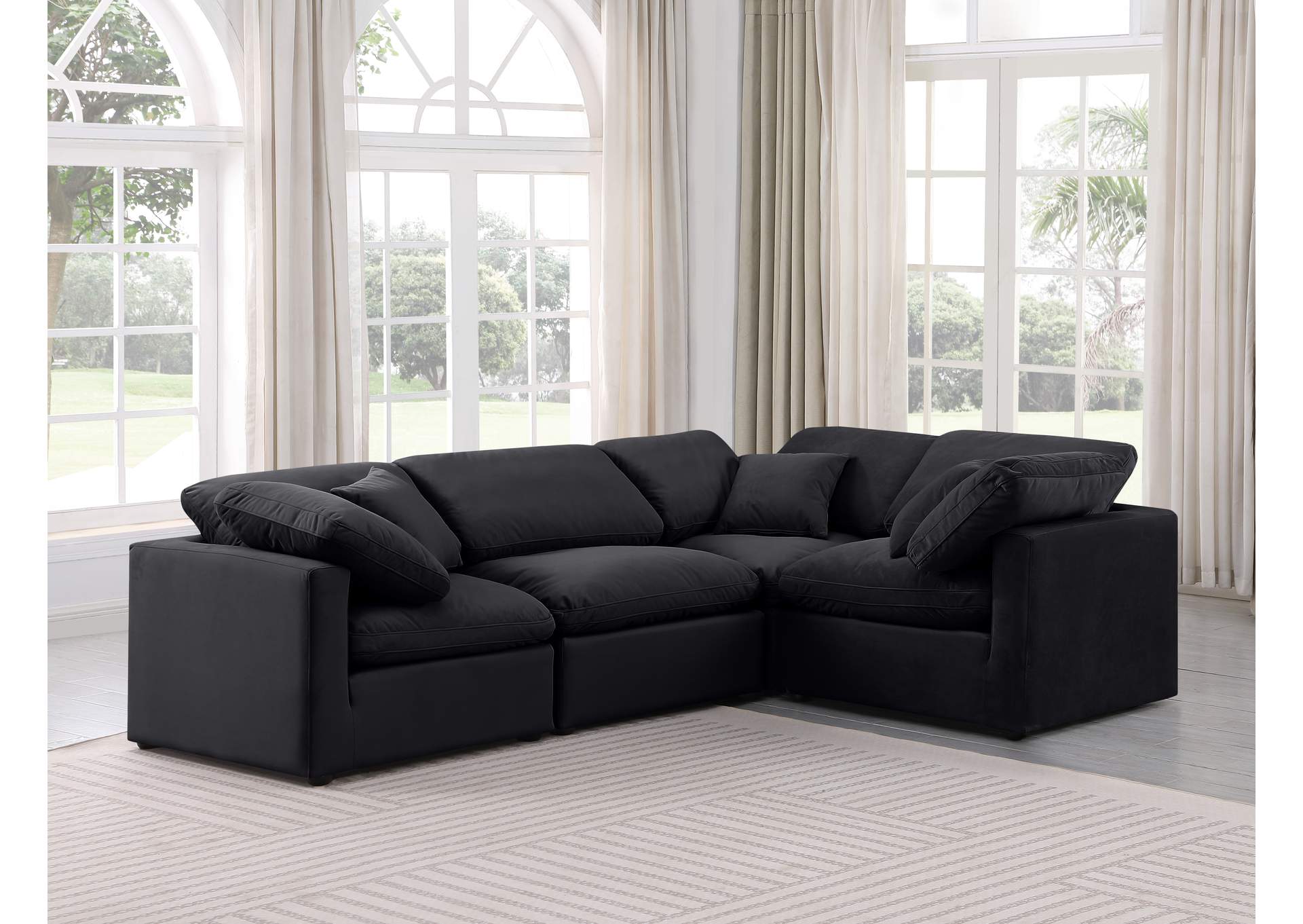 Indulge Black Velvet Modular Sectional image 3