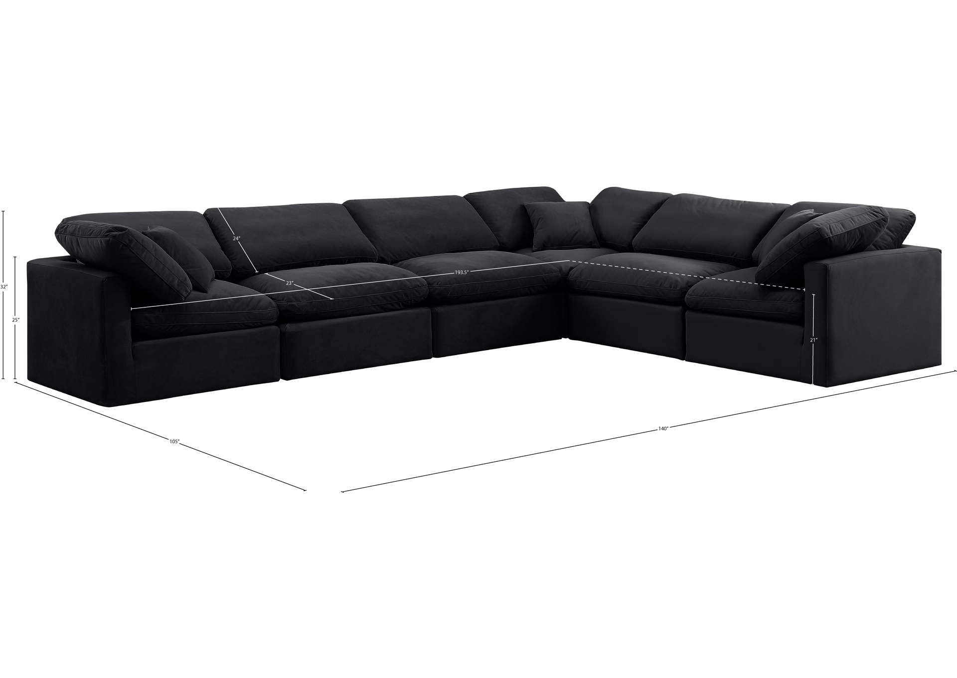 Indulge Black Velvet Modular Sectional