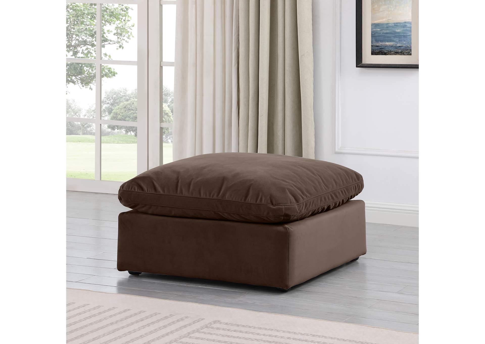 Indulge Brown Velvet Ottoman