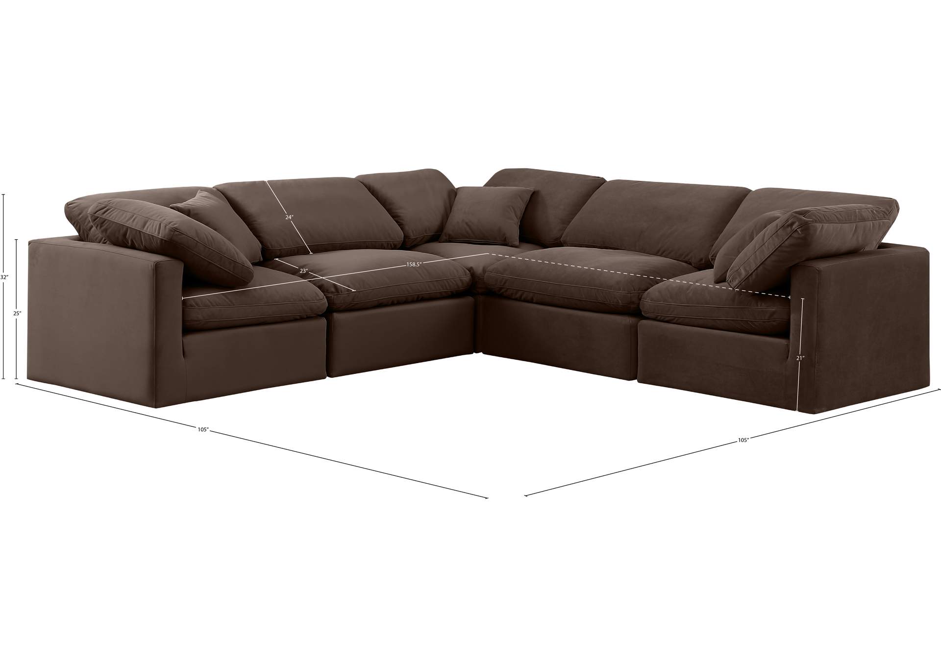 Indulge Brown Velvet Modular Sectional