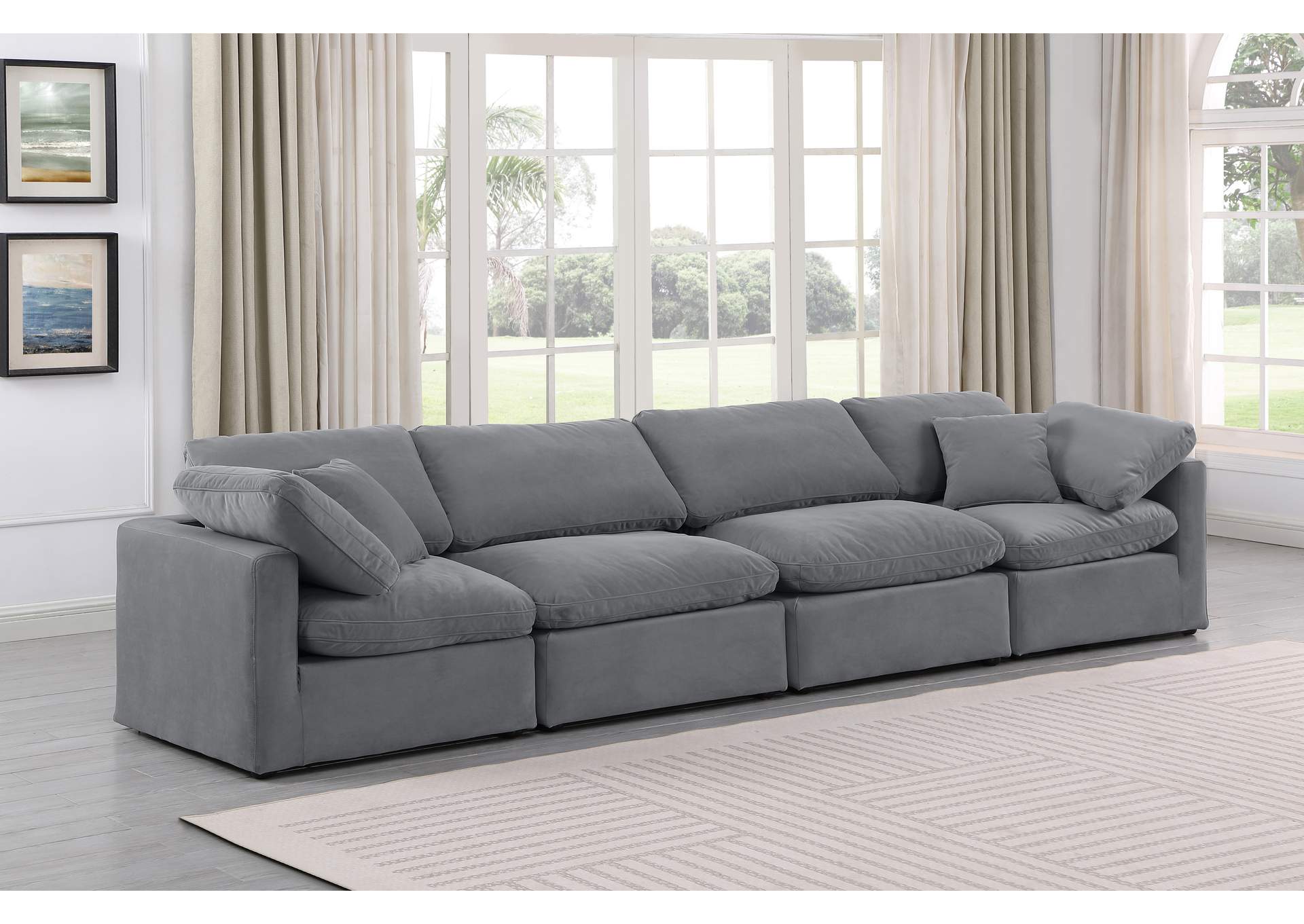 Indulge Grey Velvet Modular Sofa
