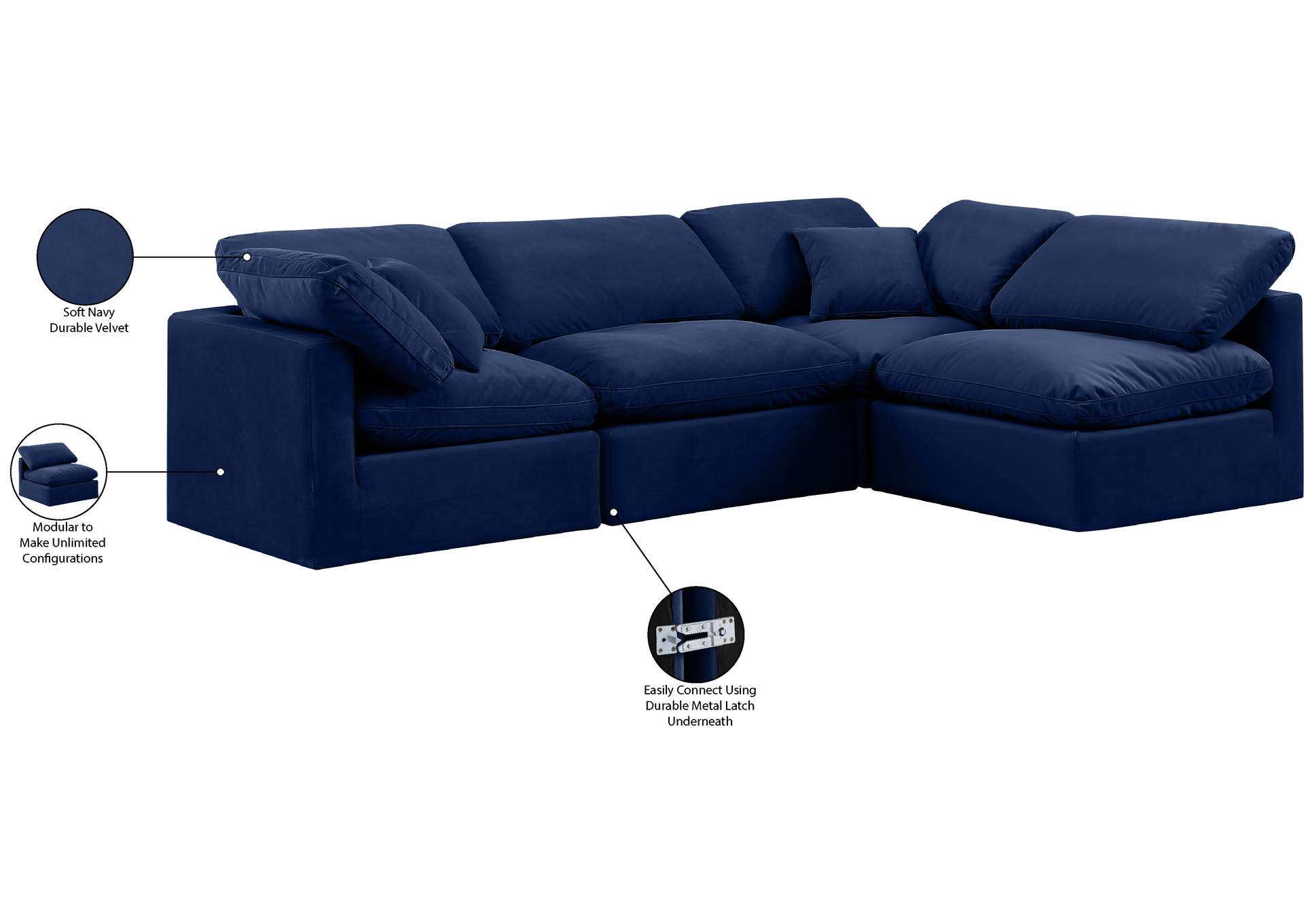 Indulge Navy Velvet Modular Sectional