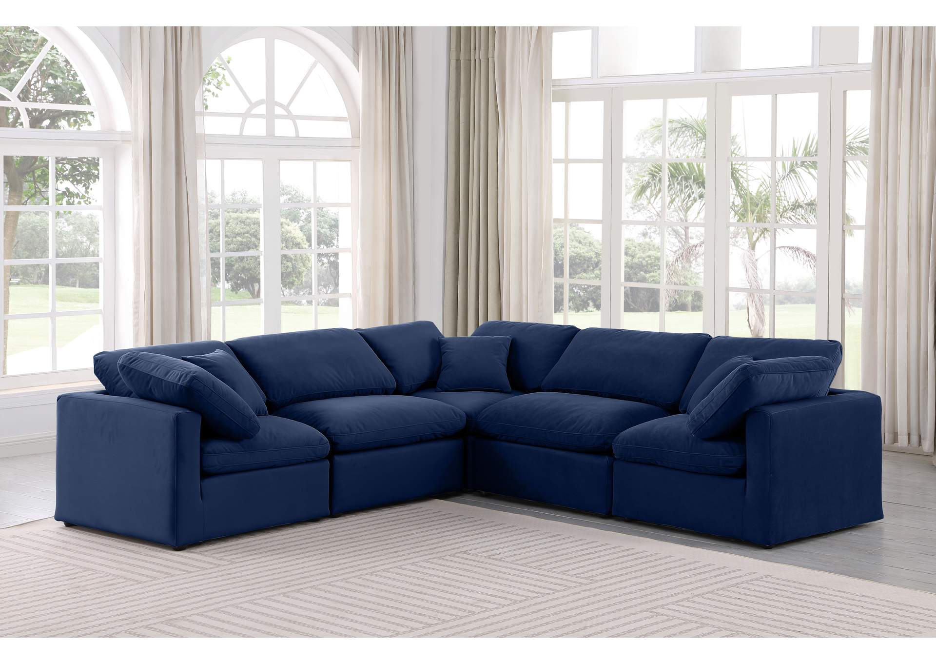 Indulge Navy Velvet Modular Sectional