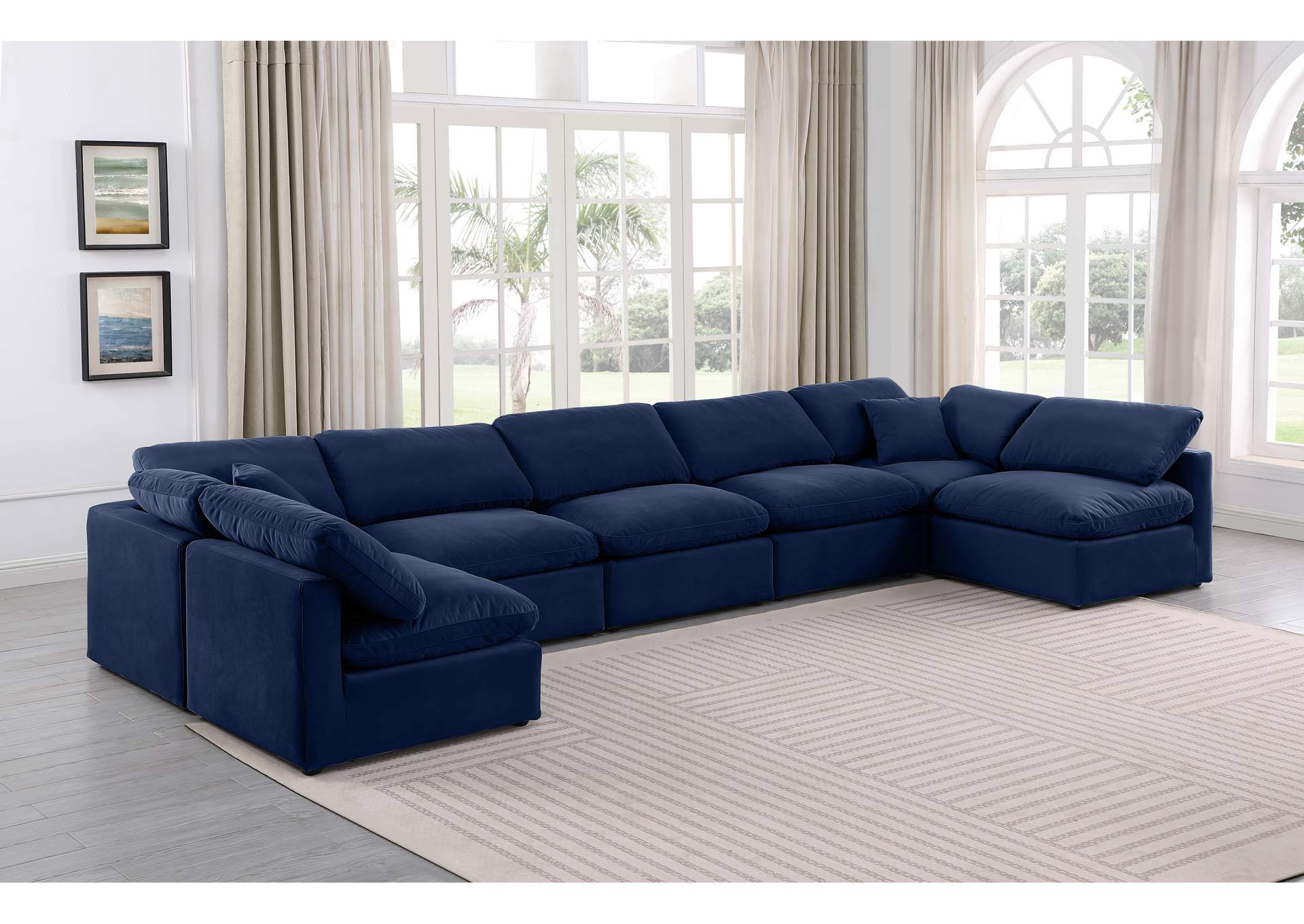 Indulge Navy Velvet Modular Sectional