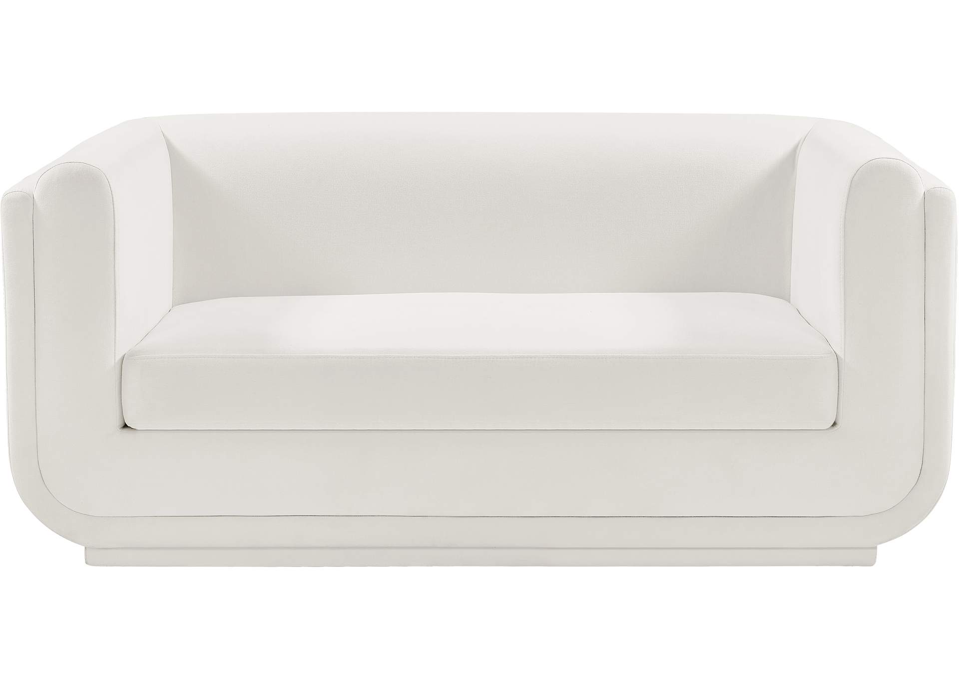 Kimora Cream Linen Textured Fabric Loveseat