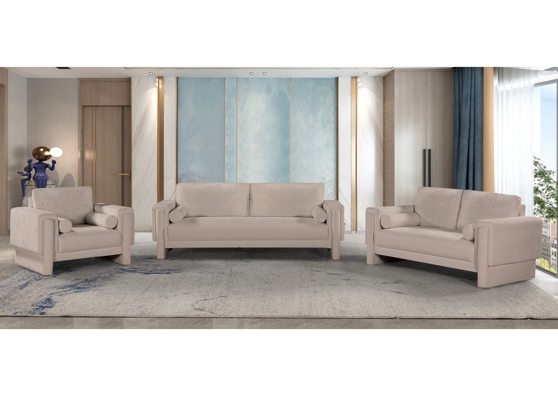 Madeline Beige Chenille Fabric Chair