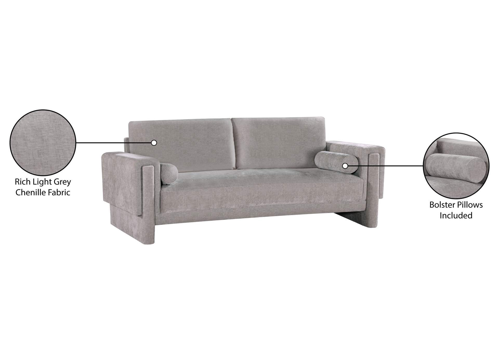 Madeline Grey Chenille Fabric Sofa