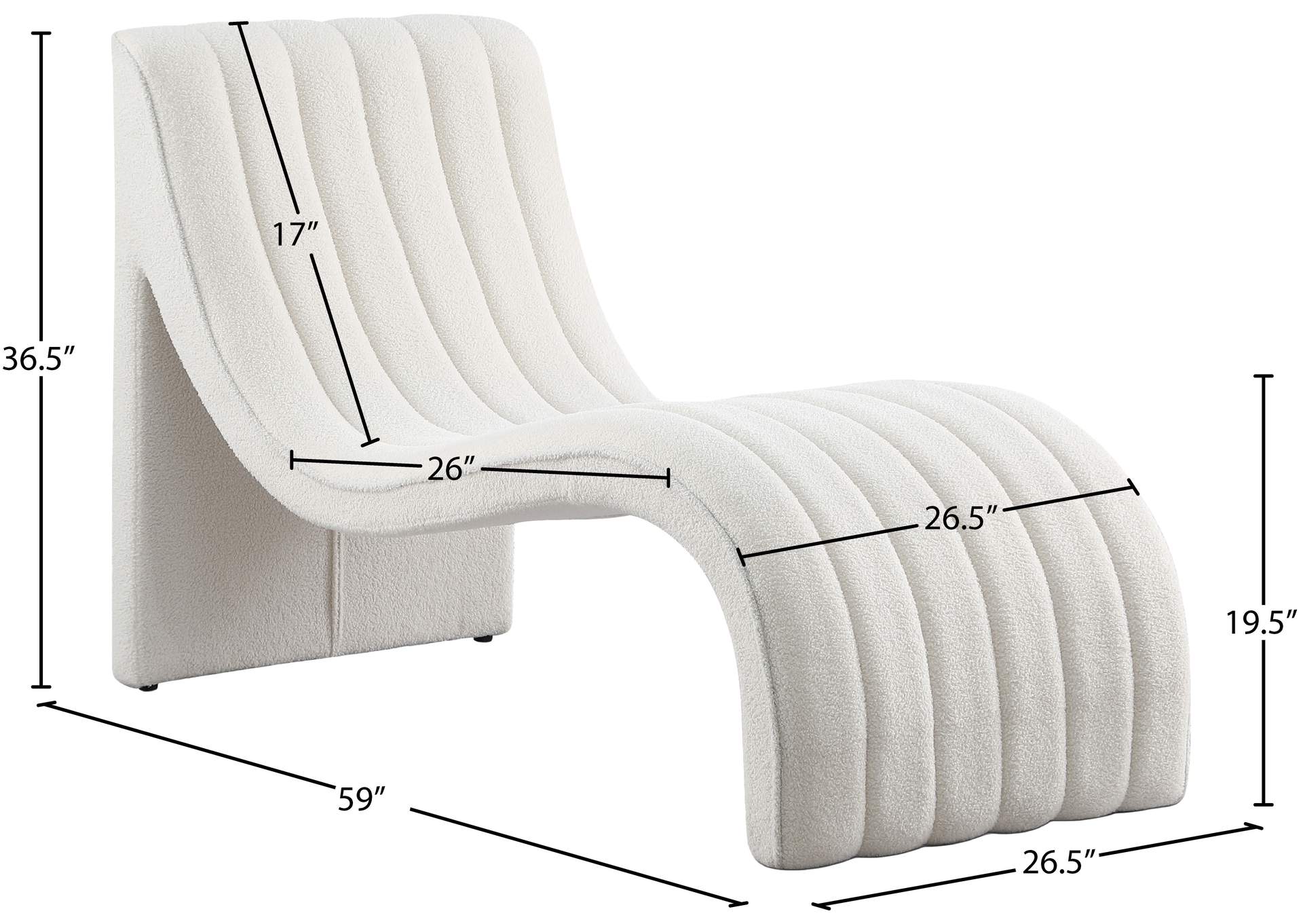 Orian Cream Teddy Fabric Chaise