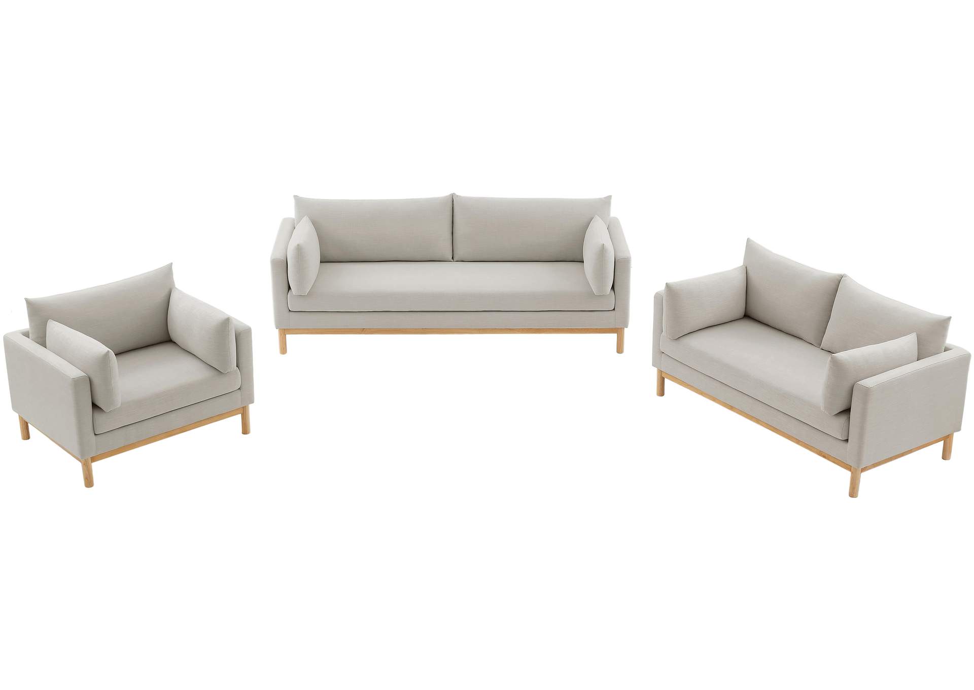 Langham Beige Linen Textured Fabric Sofa