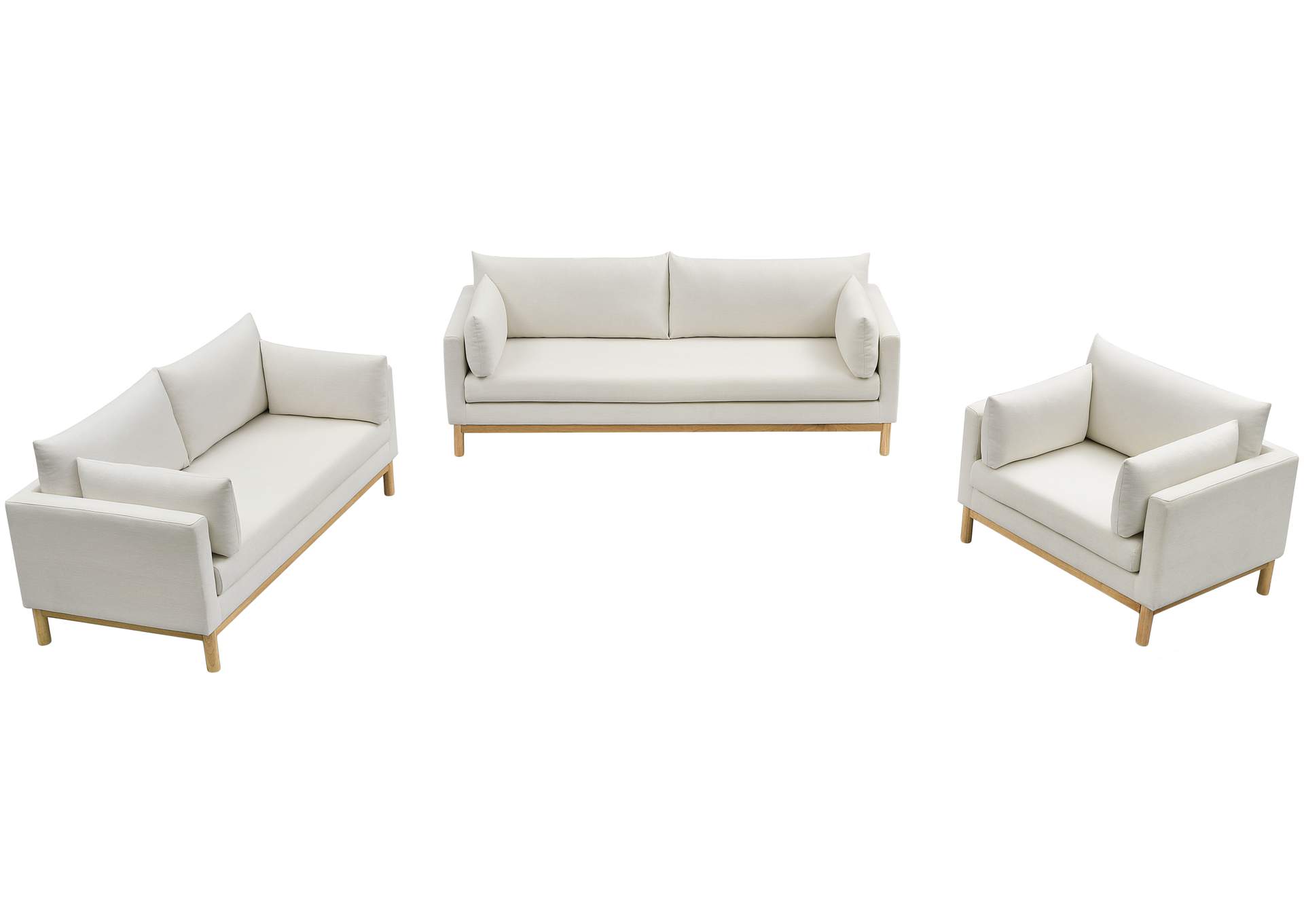 Langham Cream Linen Textured Fabric Loveseat