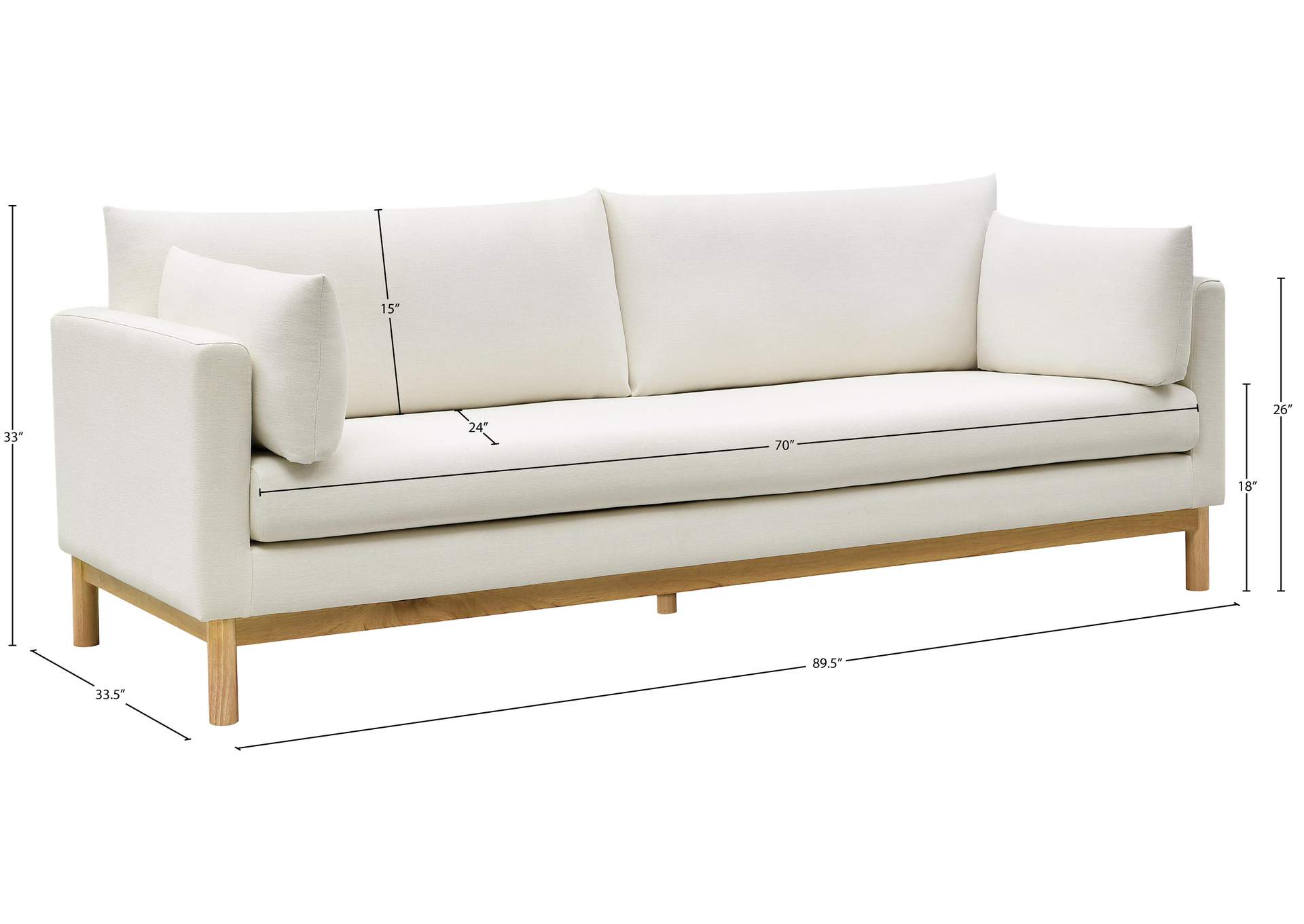 Langham Cream Linen Textured Fabric Sofa