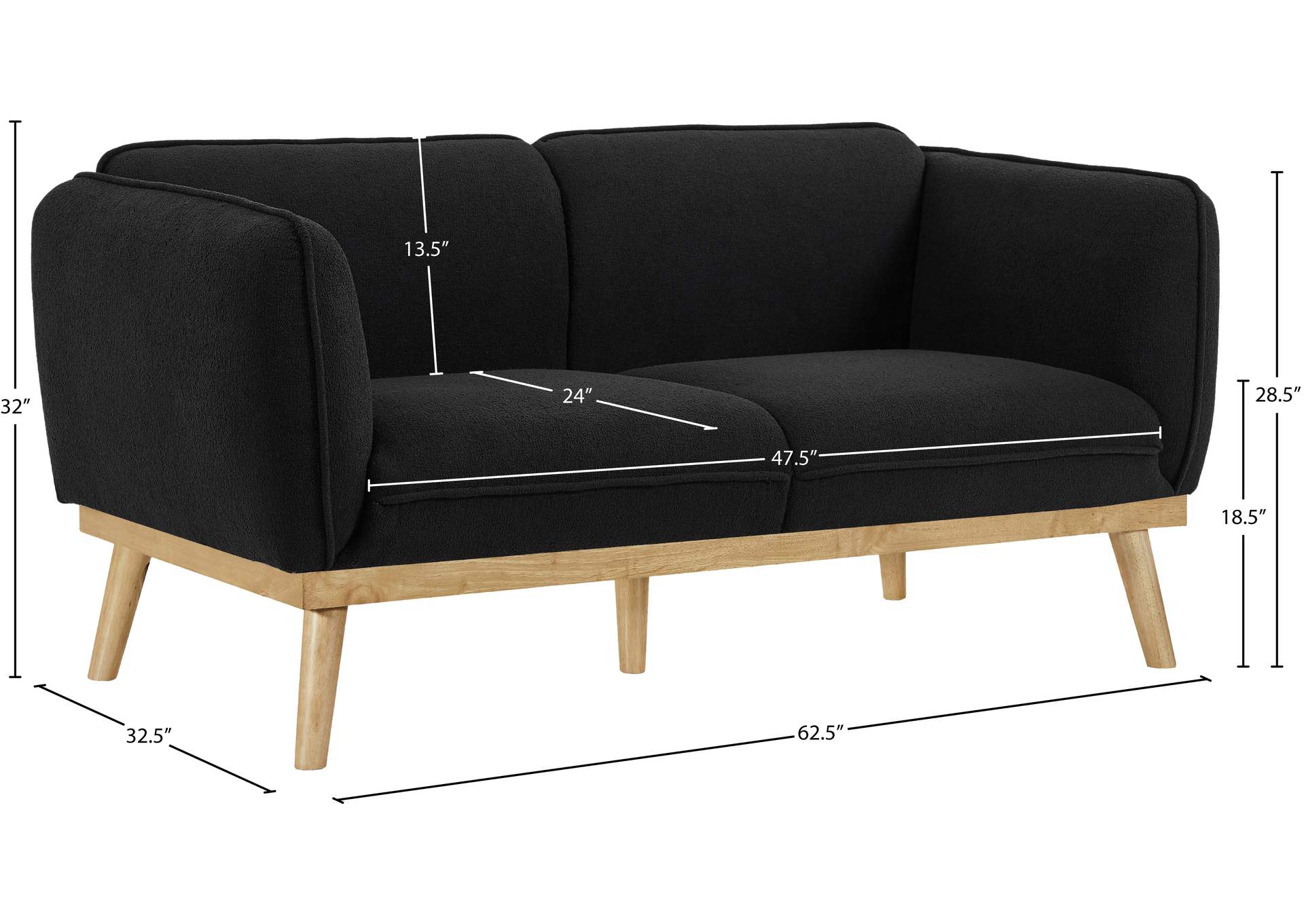 Nolita Black Boucle Fabric Loveseat
