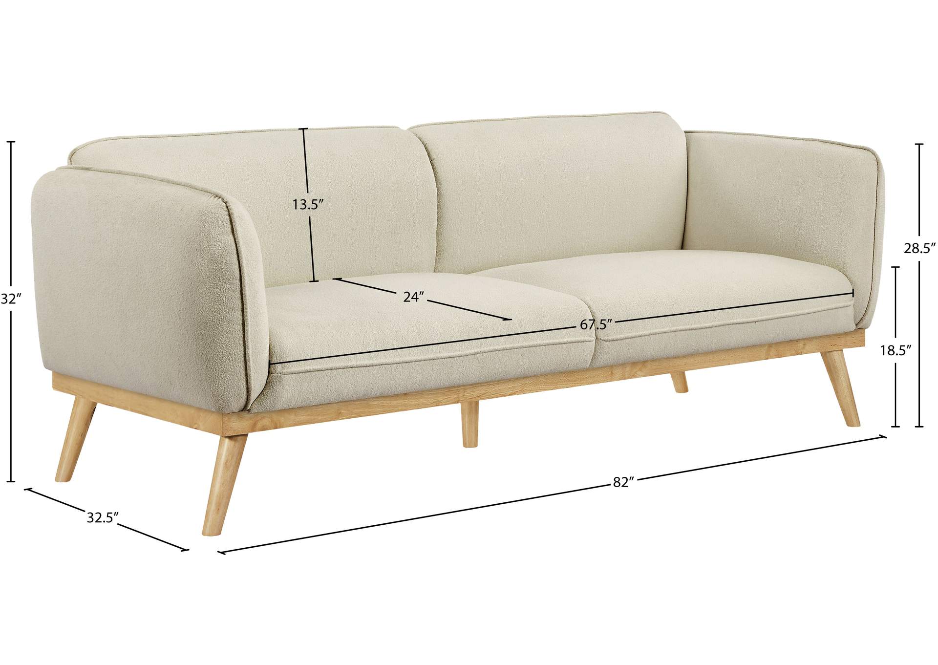 Nolita Cream Boucle Fabric Sofa