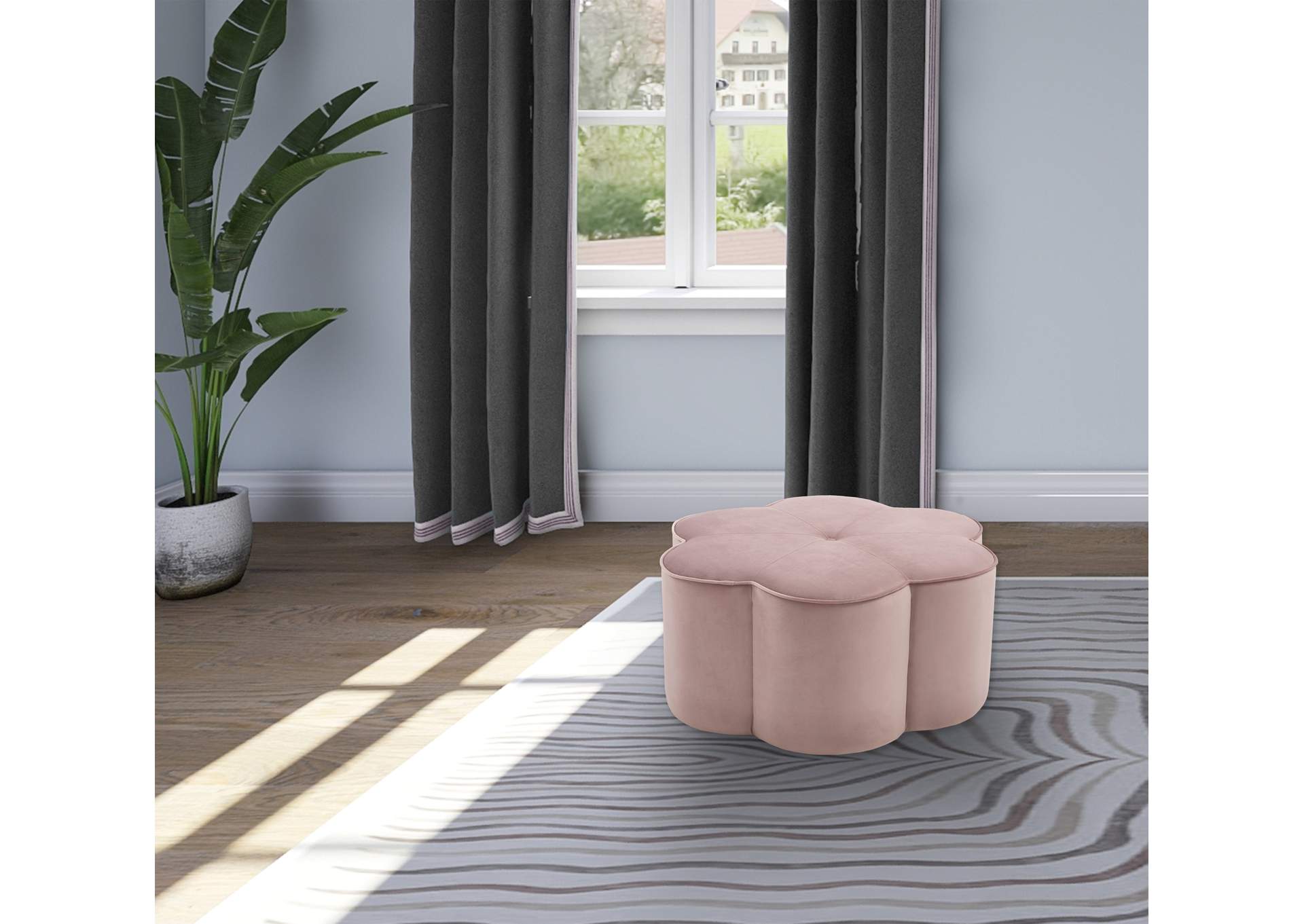 Daisy Pink Velvet Ottoman