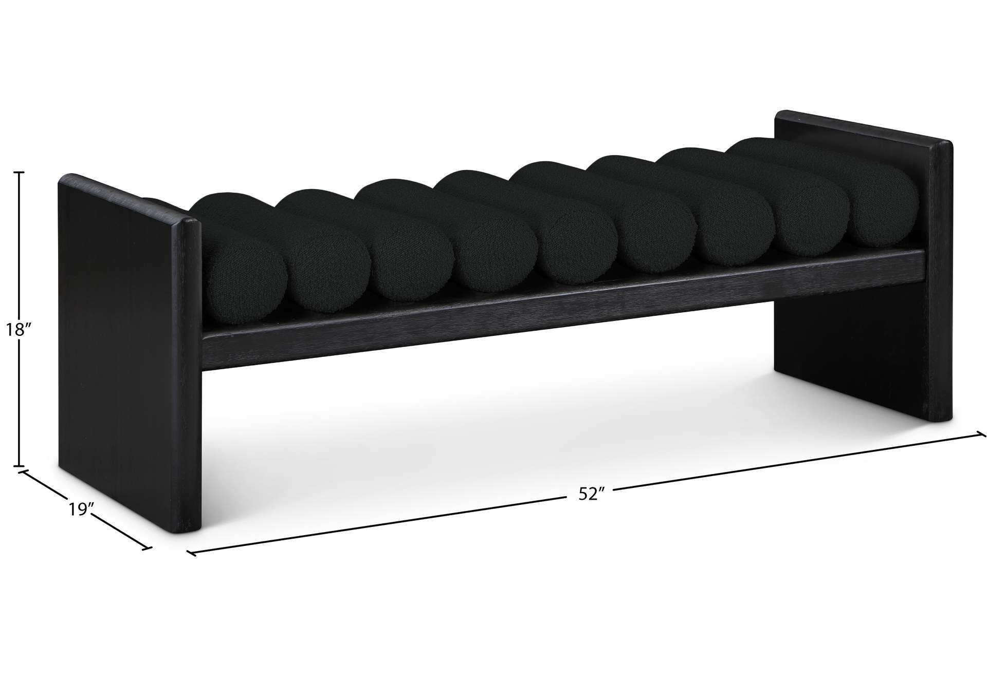 Waverly Black Boucle Fabric Bench
