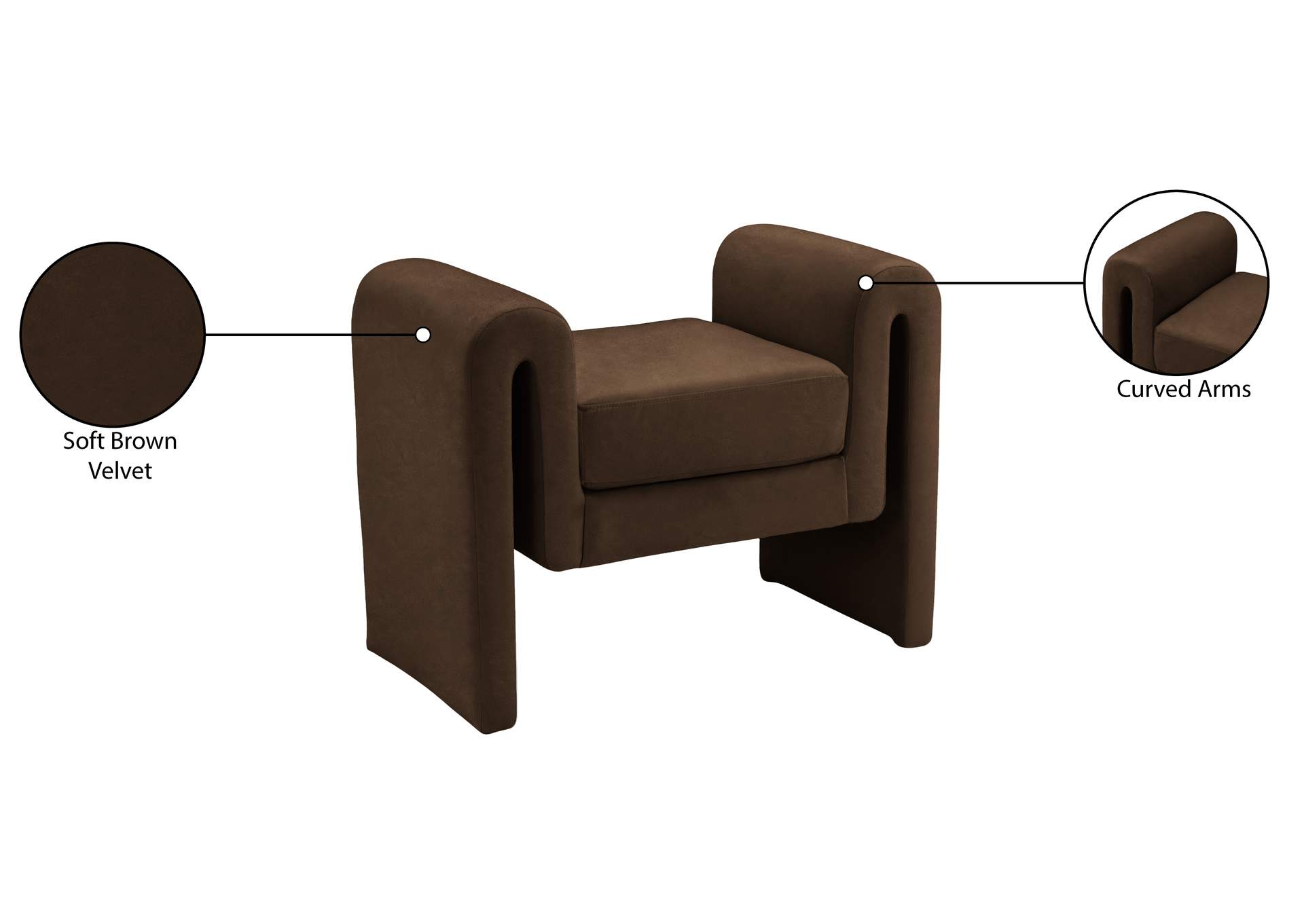 Sloan Brown Velvet Bench