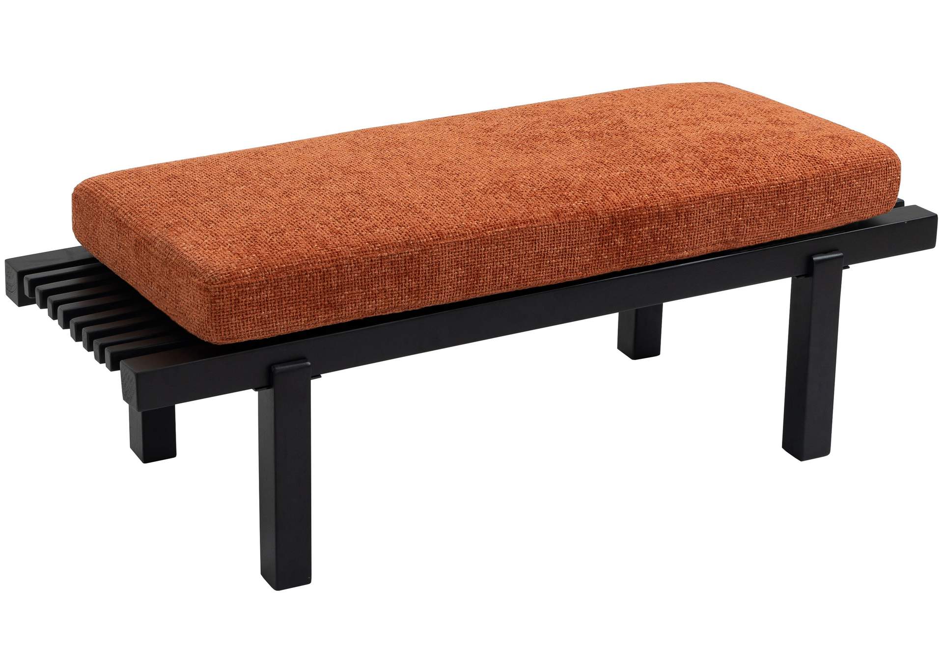 Naya Cognac Chenille Fabric Bench