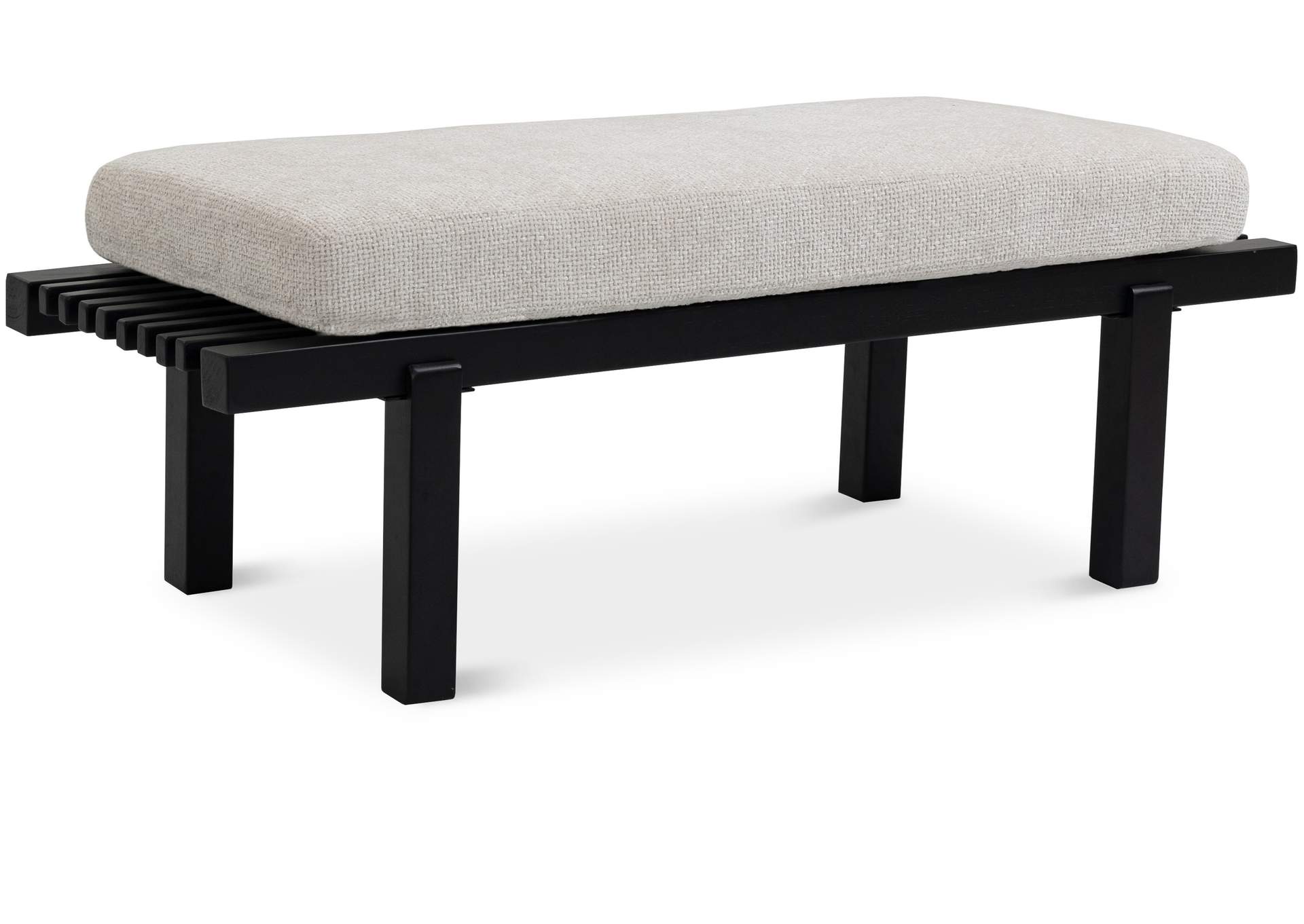 Naya Cream Chenille Fabric Bench image 1