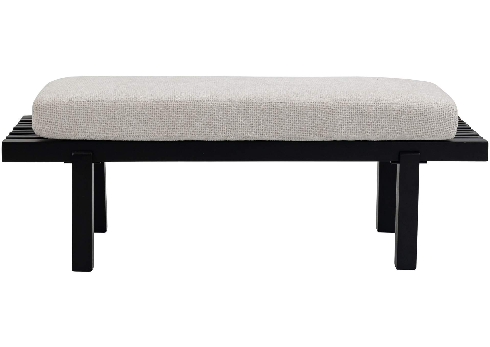 Naya Cream Chenille Fabric Bench image 5