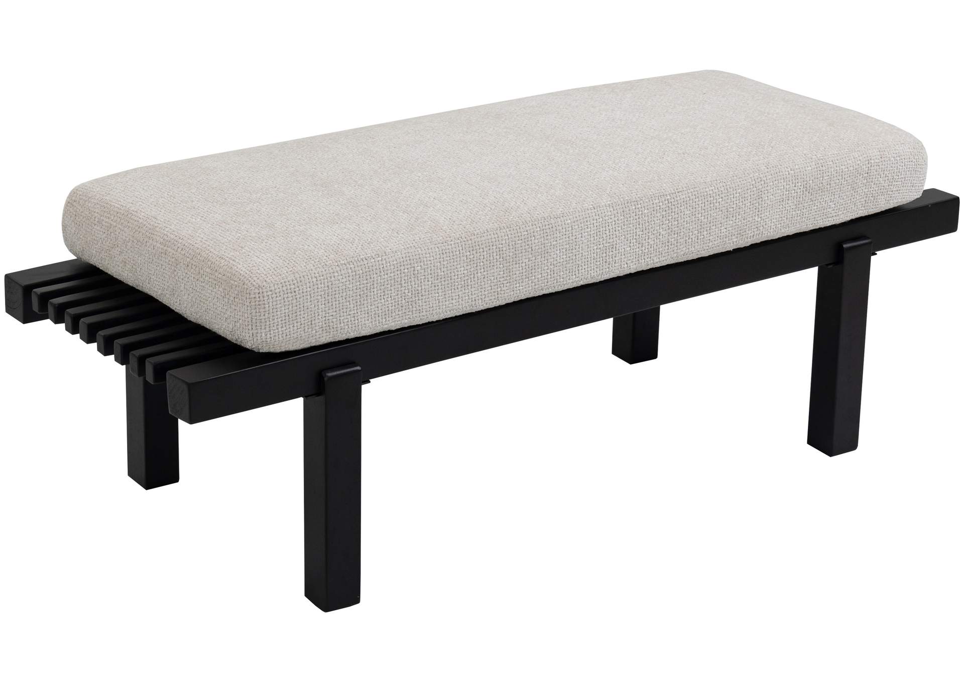 Naya Cream Chenille Fabric Bench image 7