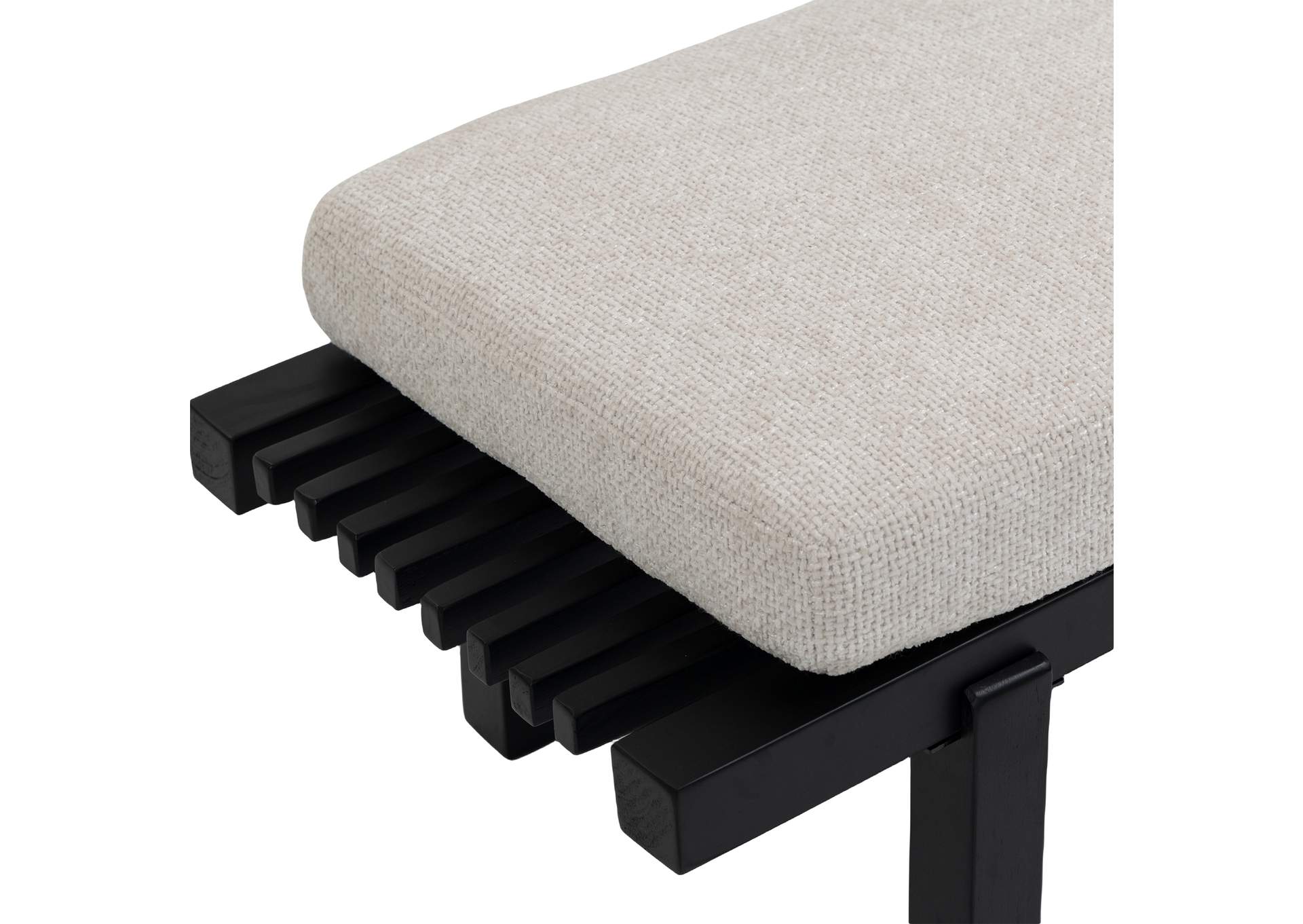 Naya Cream Chenille Fabric Bench image 9