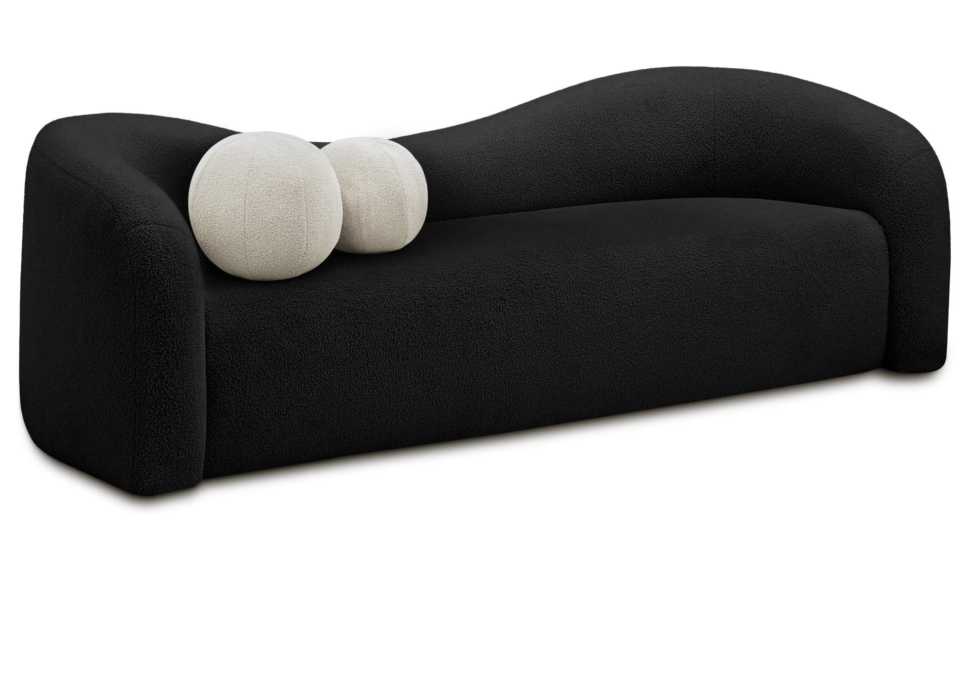 Kali Black Faux Shearling Teddy Fabric Sofa