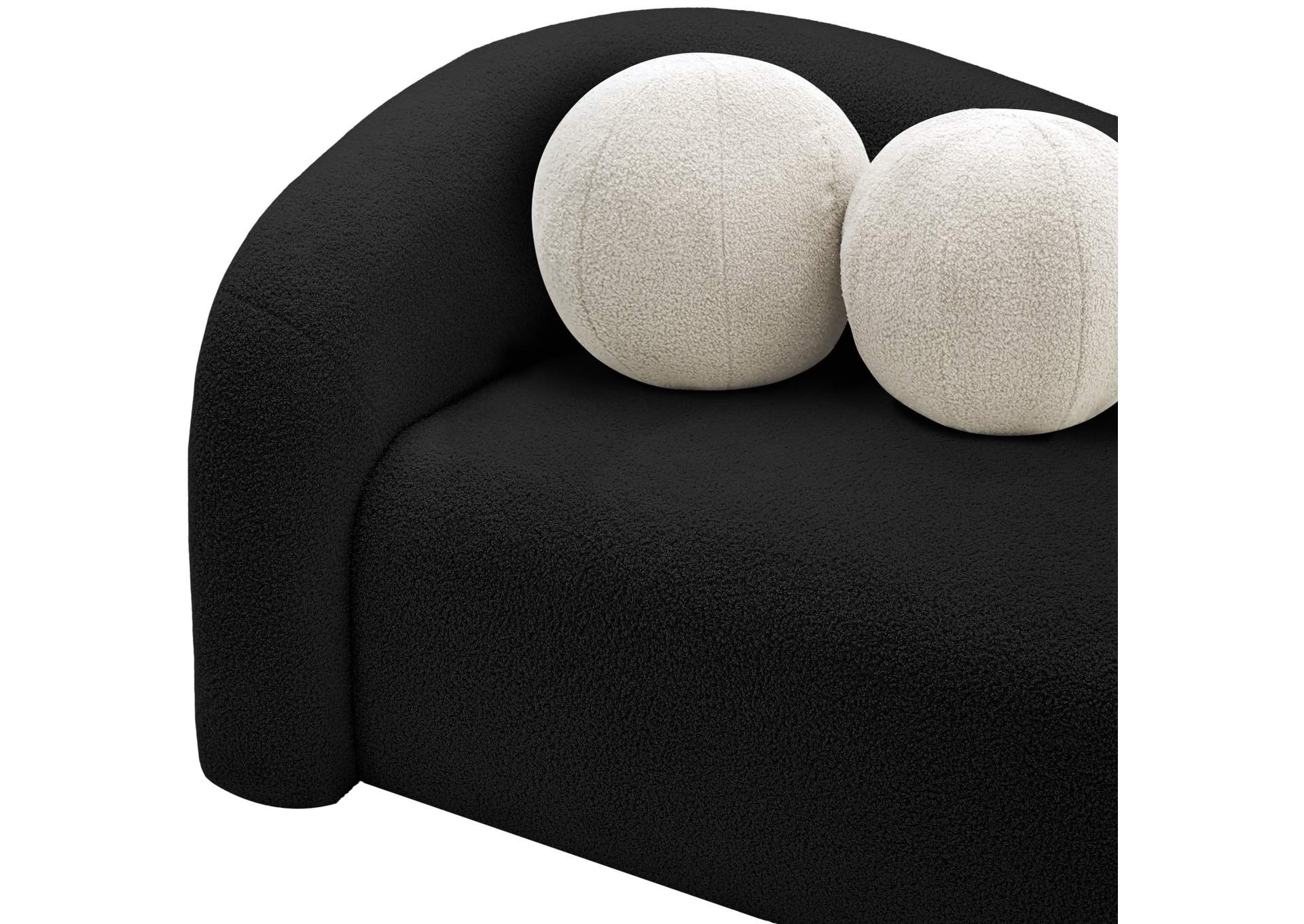 Kali Black Faux Shearling Teddy Fabric Sofa