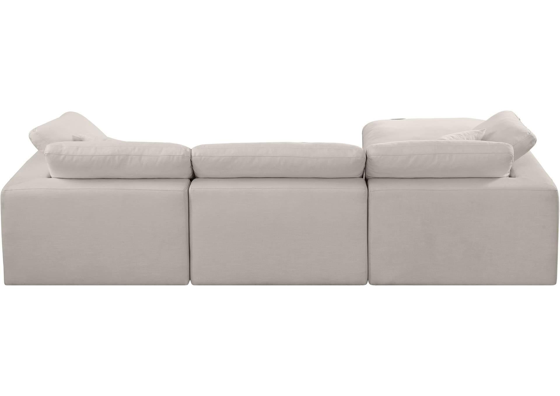 Comfy Beige Linen Textured Fabric Modular Sectional