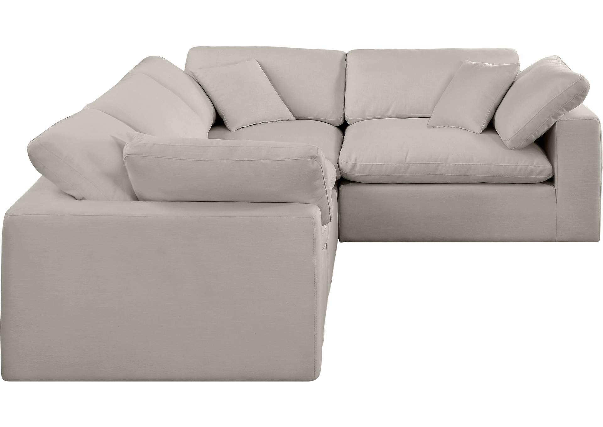 Comfy Beige Linen Textured Fabric Modular Sectional