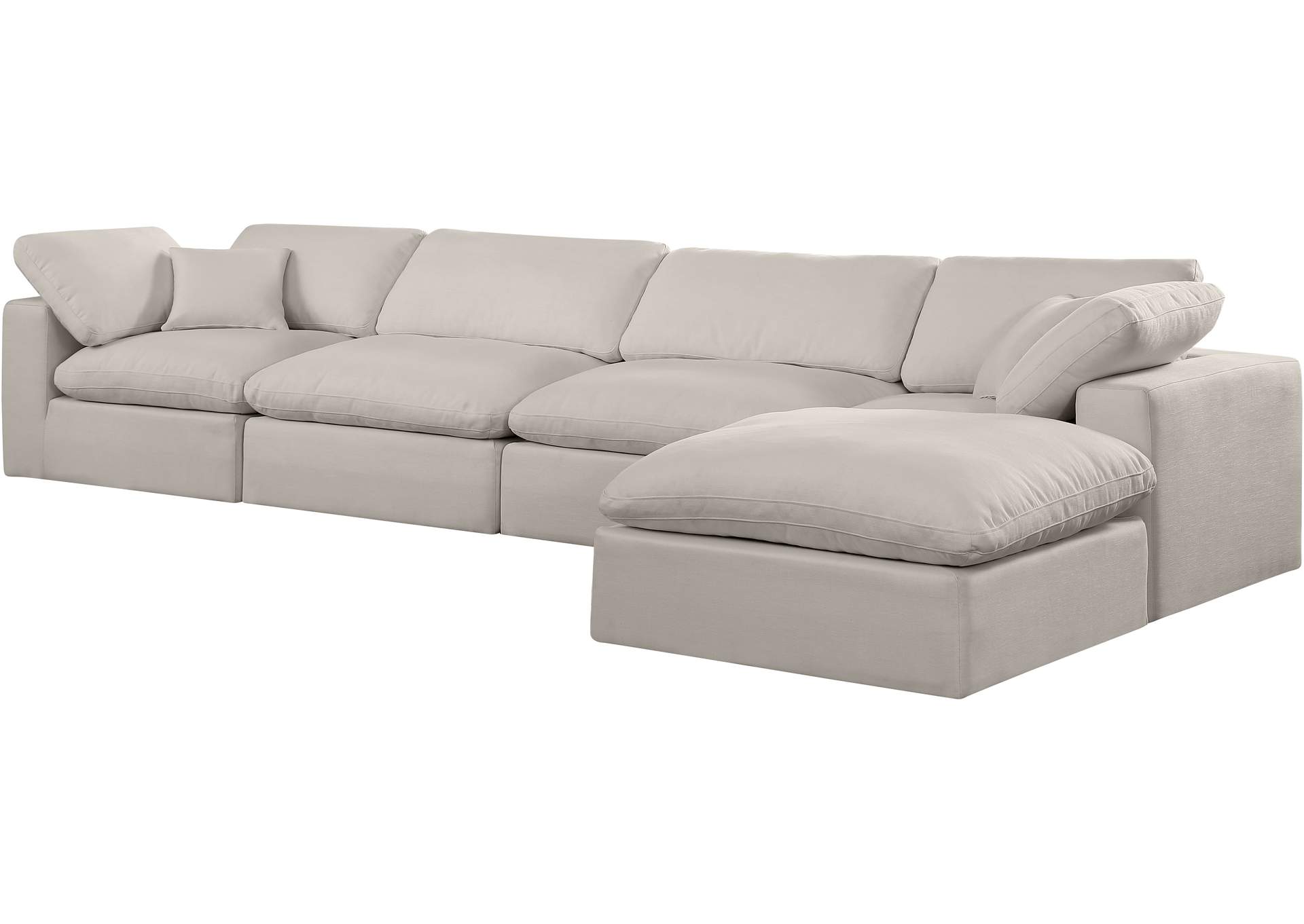 Comfy Beige Linen Textured Fabric Modular Sectional