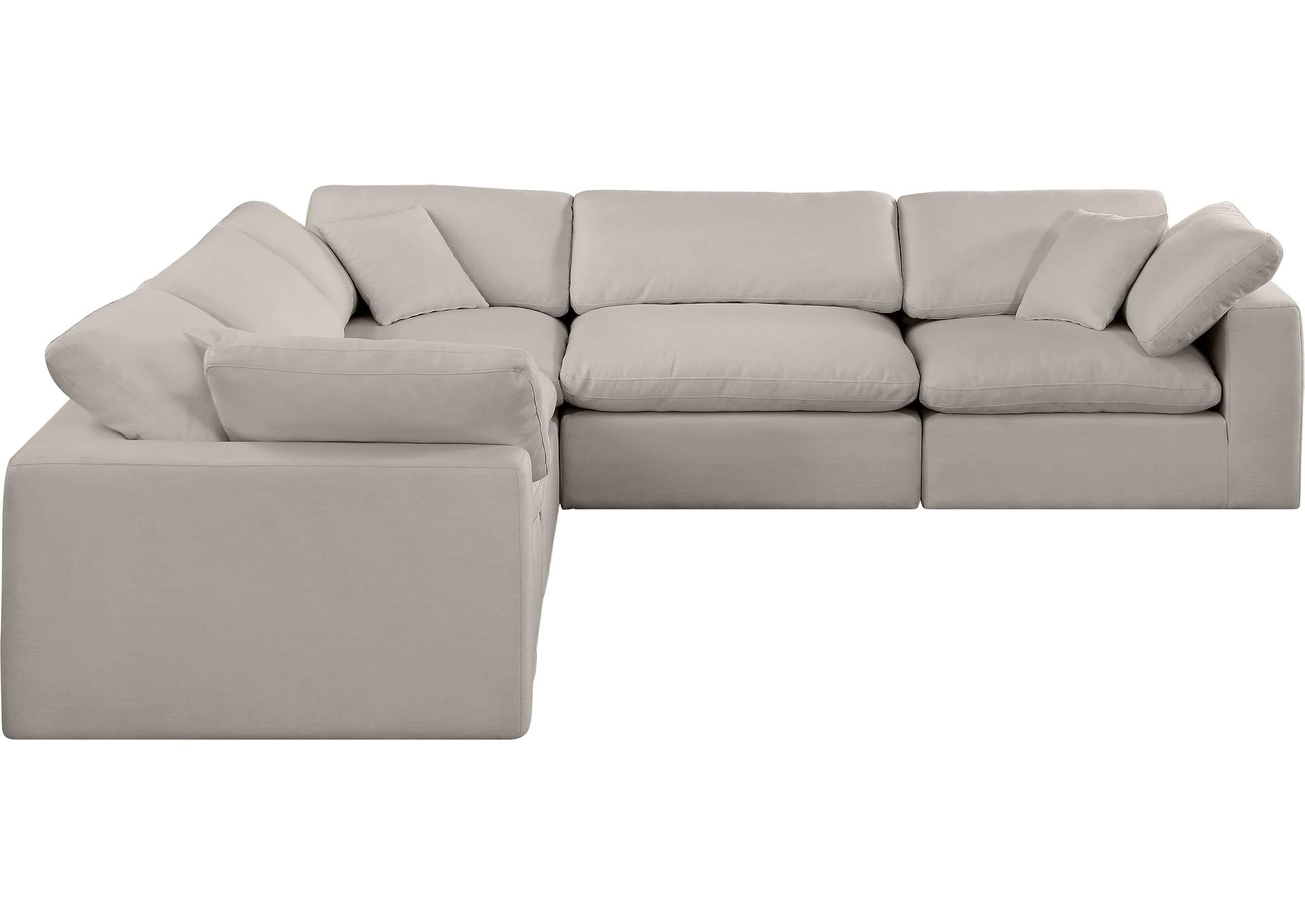 Comfy Beige Linen Textured Fabric Modular Sectional