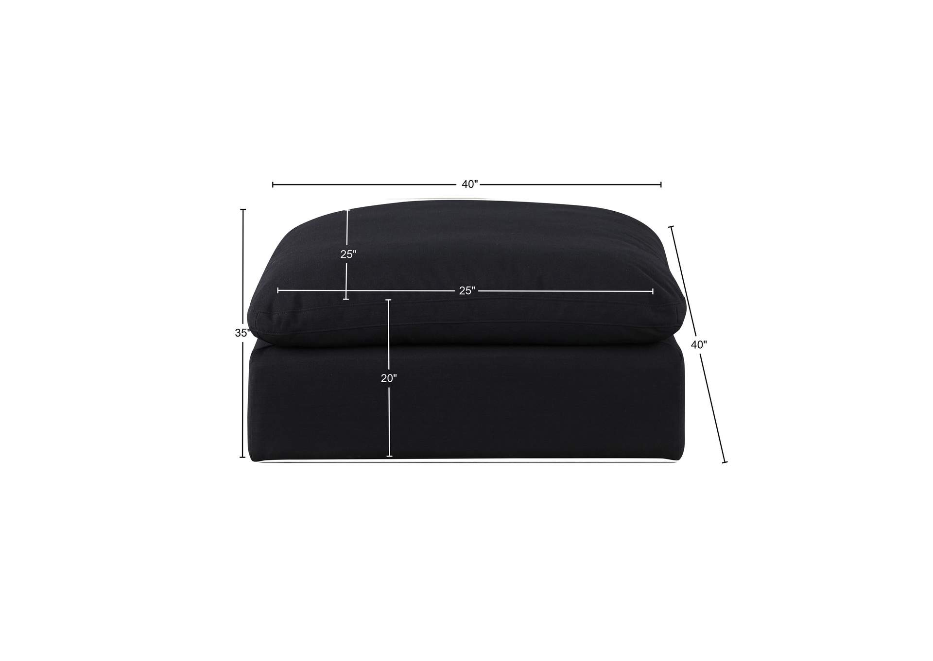 Comfy Black Linen Textured Fabric Modular Ottoman image 6
