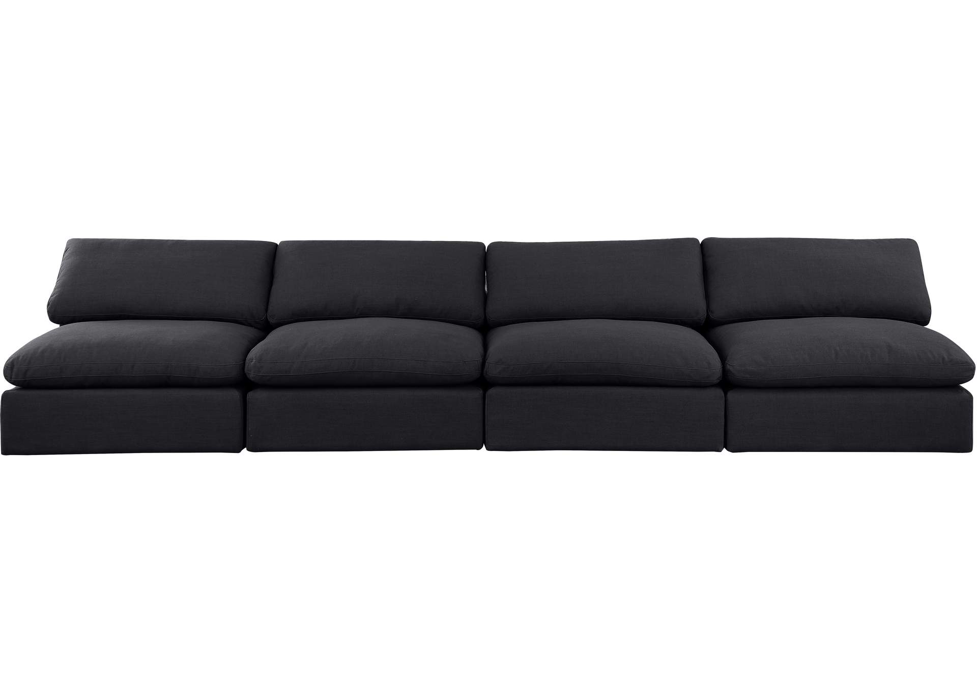 Comfy Black Linen Textured Fabric Modular Sofa
