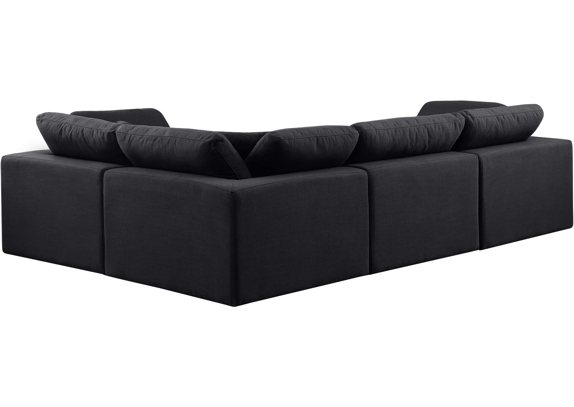 Comfy Black Linen Textured Fabric Modular Sectional