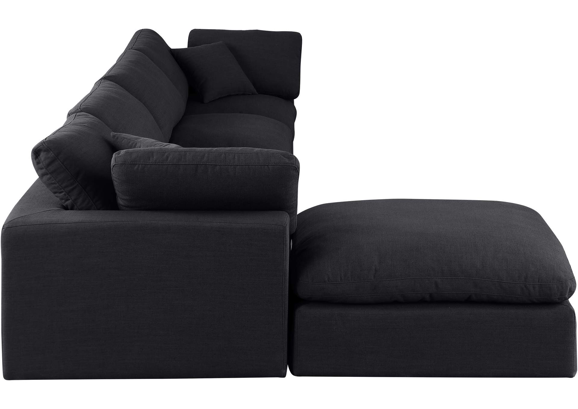 Comfy Black Linen Textured Fabric Modular Sectional