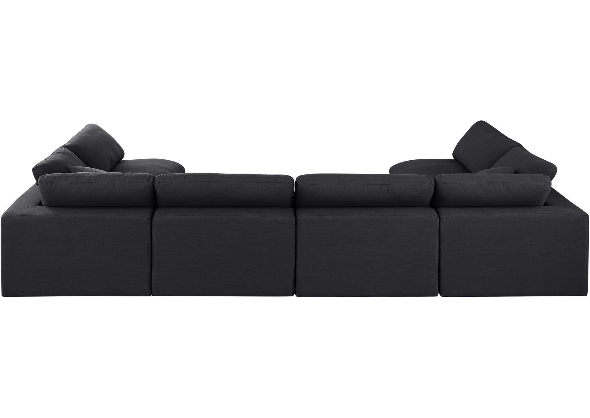Comfy Black Linen Textured Fabric Modular Sectional