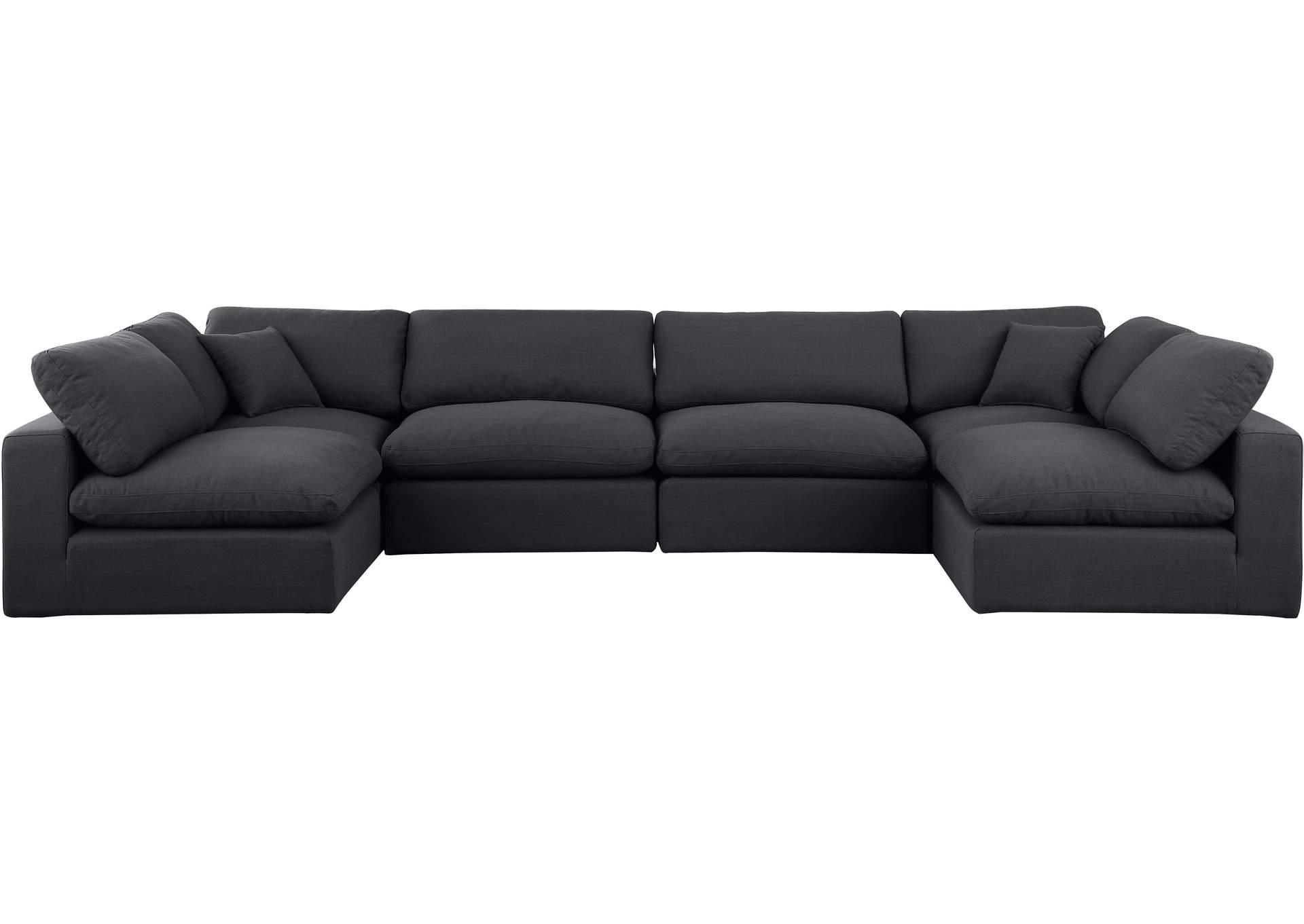Comfy Black Linen Textured Fabric Modular Sectional