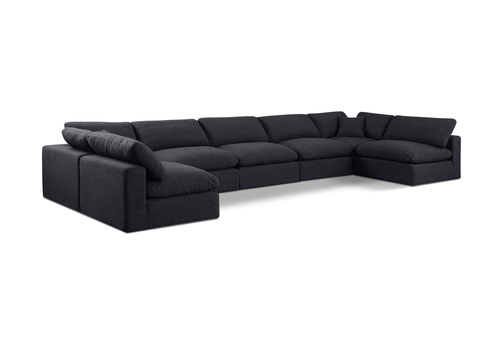 Comfy Black Linen Textured Fabric Modular Sectional image 1