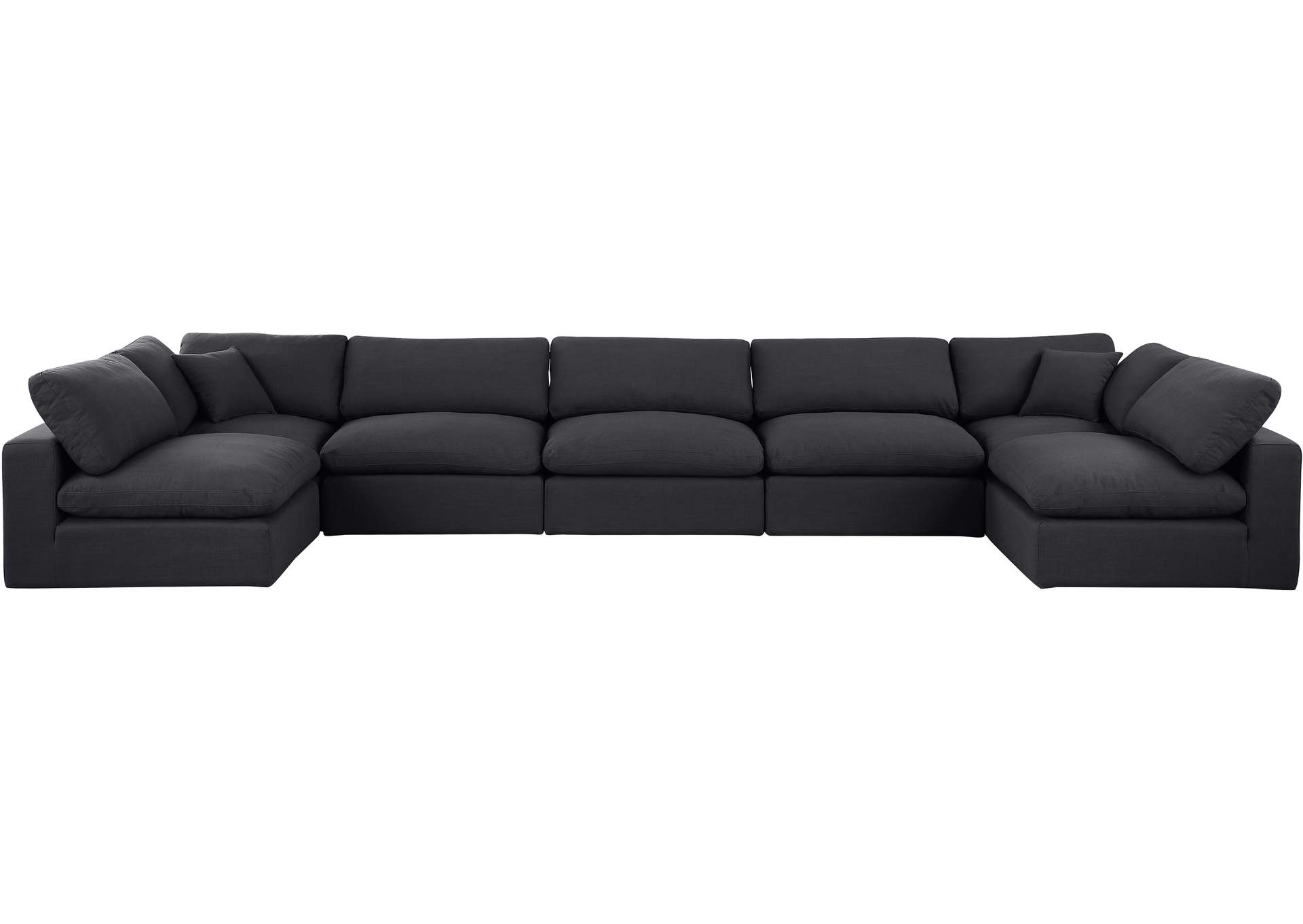 Comfy Black Linen Textured Fabric Modular Sectional image 5