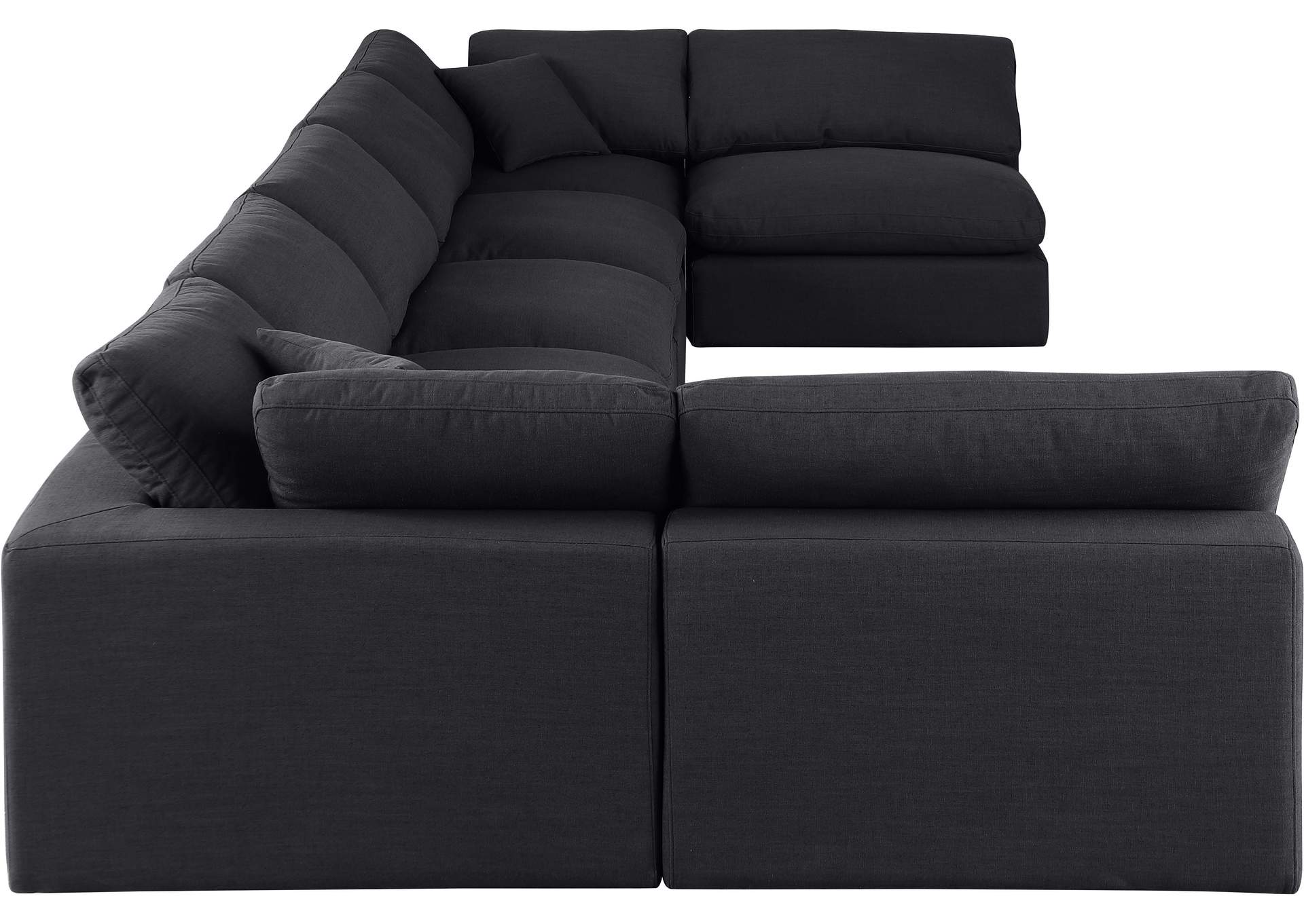 Comfy Black Linen Textured Fabric Modular Sectional image 6