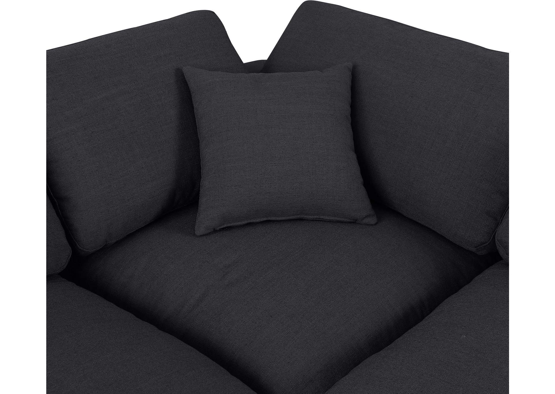 Comfy Black Linen Textured Fabric Modular Sectional