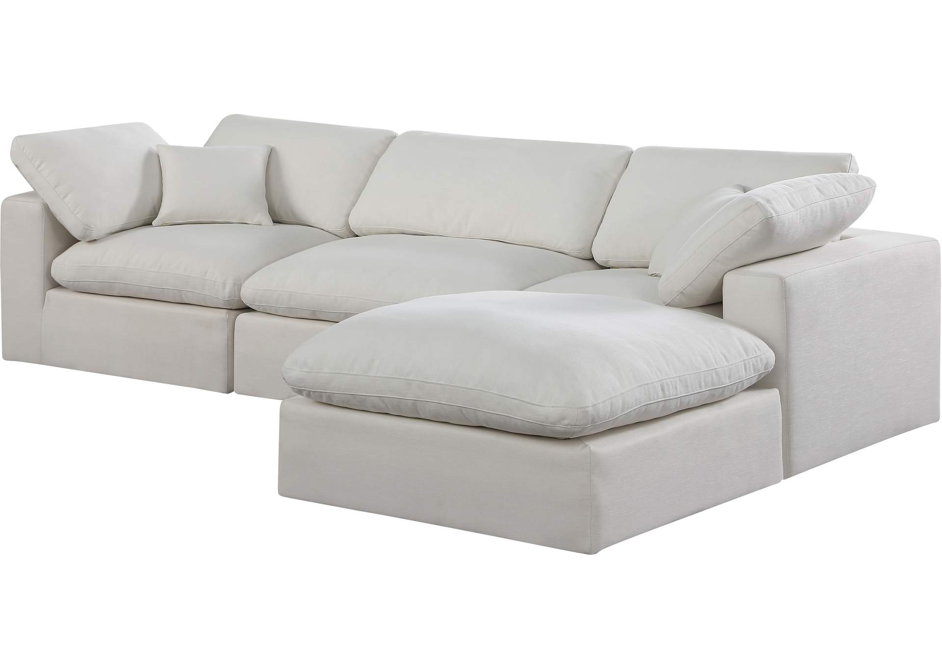 Comfy Cream Linen Textured Fabric Modular Sectional
