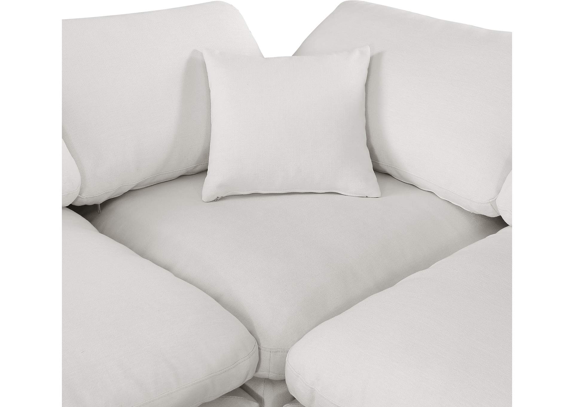 Comfy Cream Linen Textured Fabric Modular Sectional