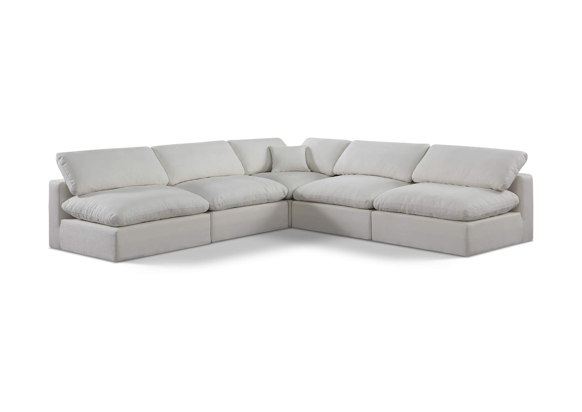 Comfy Cream Linen Textured Fabric Modular Sectional