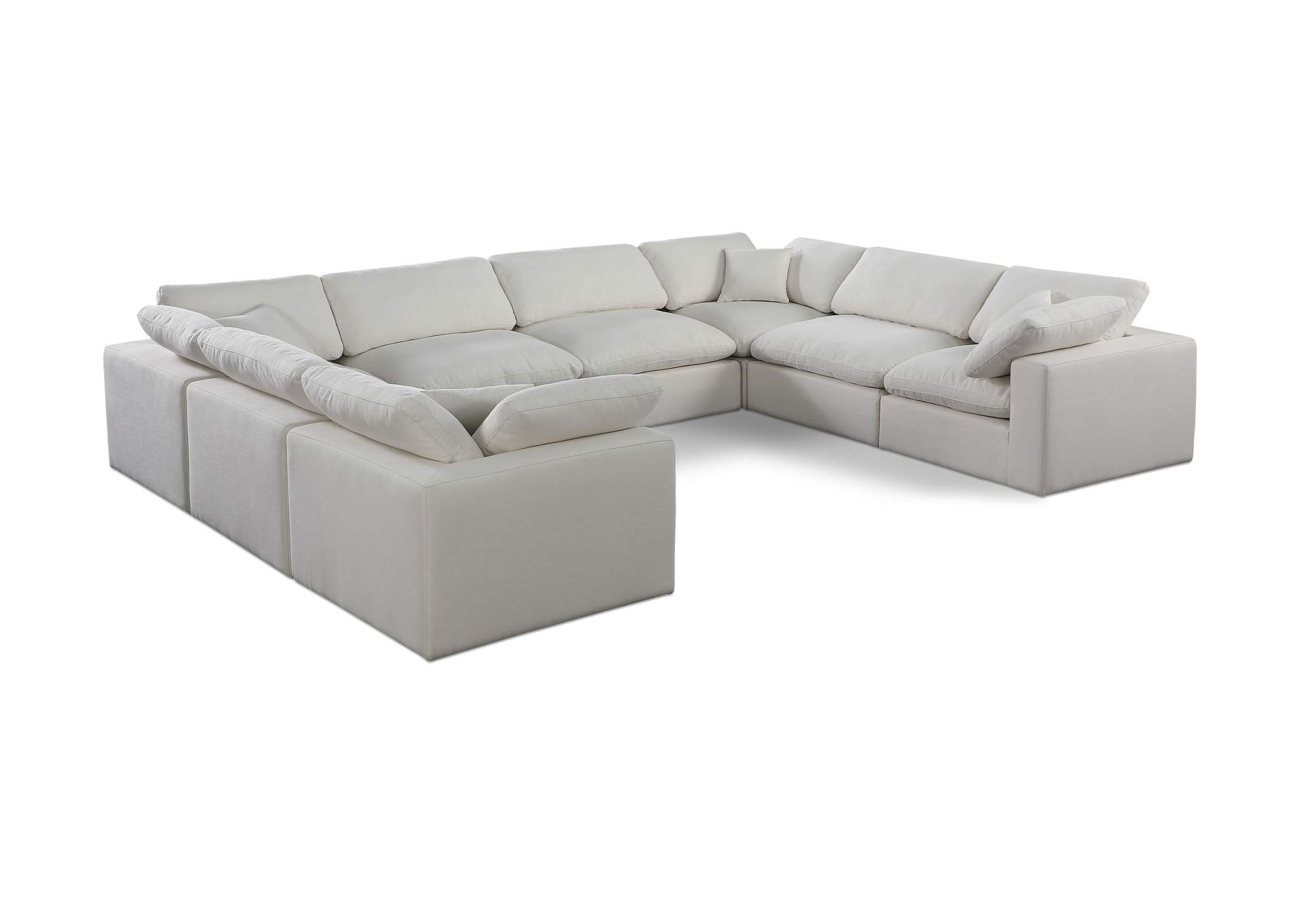 Comfy Cream Linen Textured Fabric Modular Sectional