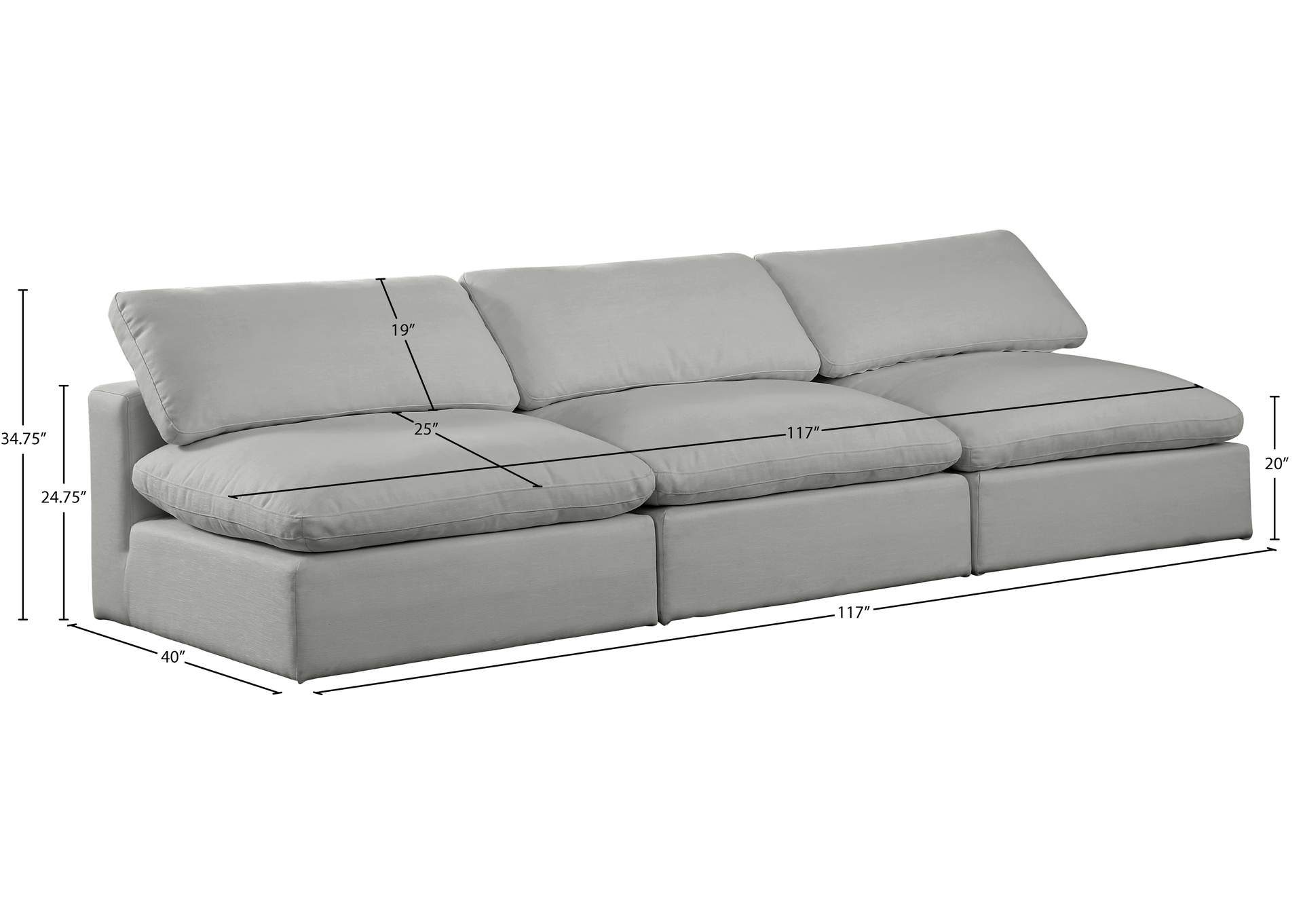 Comfy Grey Linen Textured Fabric Modular Sofa