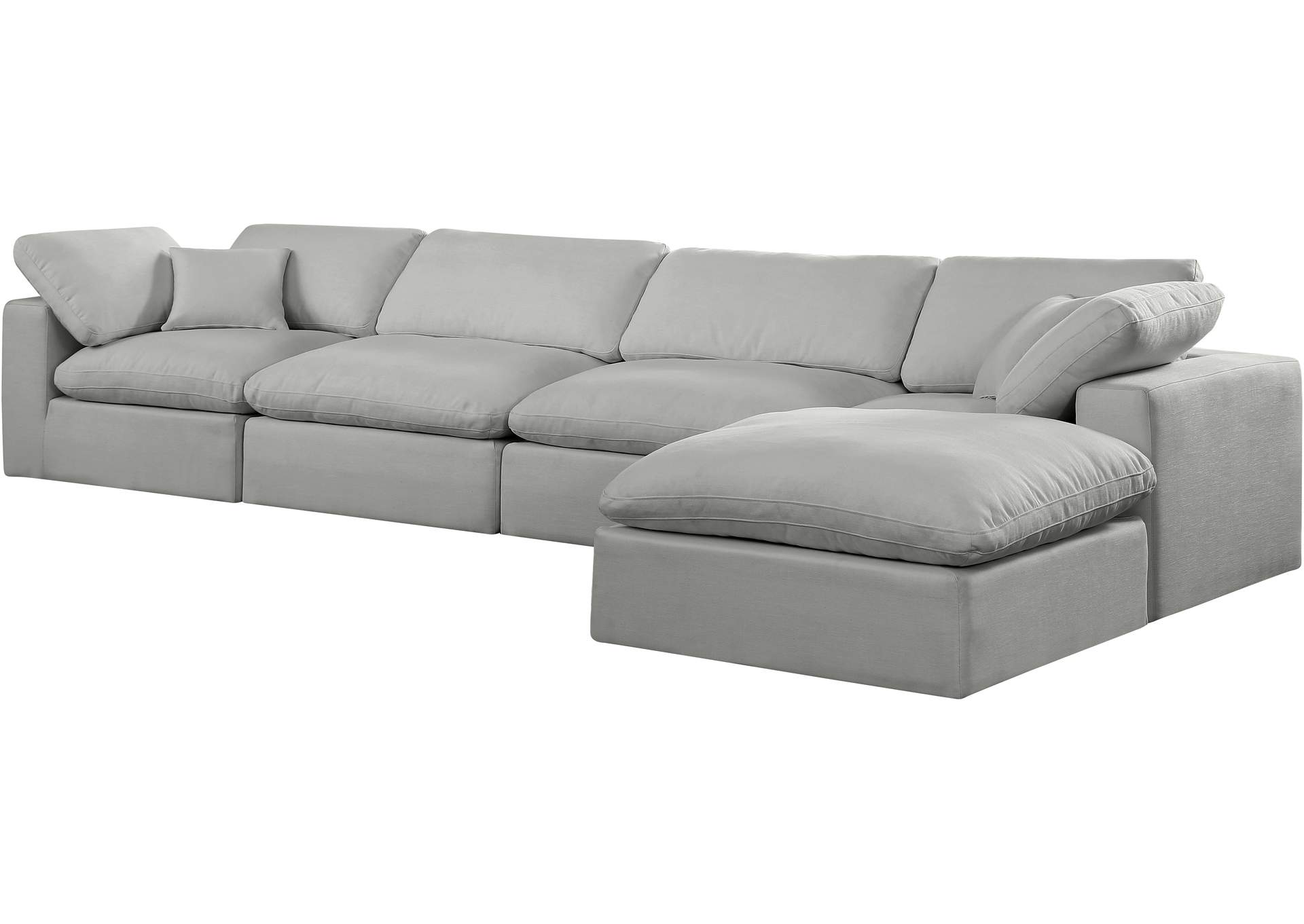 Comfy Grey Linen Textured Fabric Modular Sectional