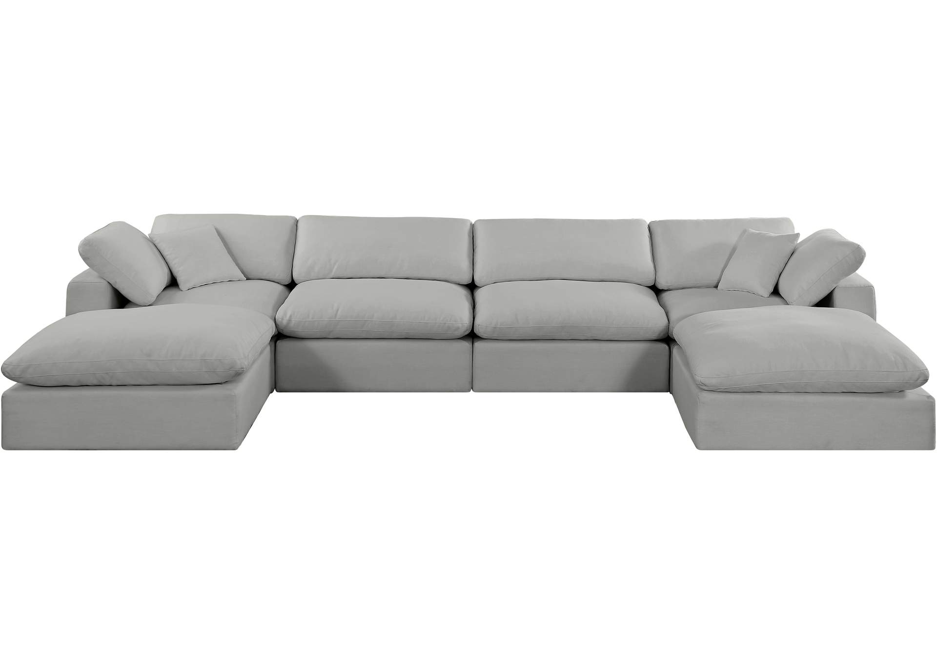Comfy Grey Linen Textured Fabric Modular Sectional