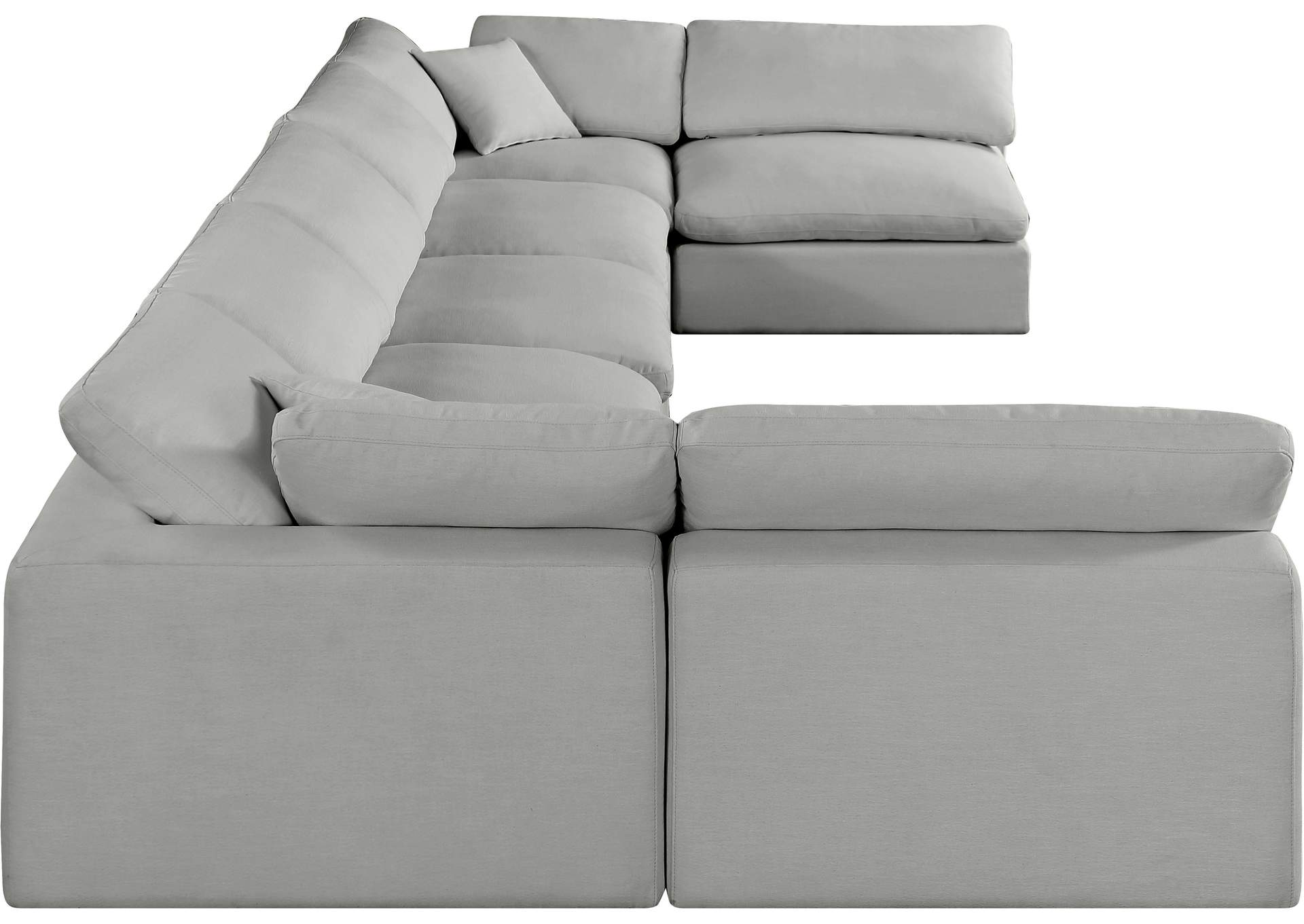 Comfy Grey Linen Textured Fabric Modular Sectional