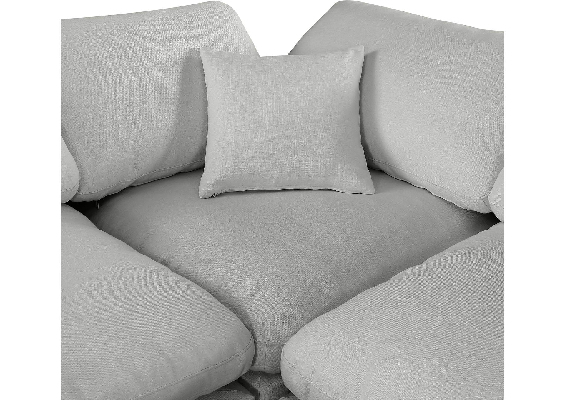 Comfy Grey Linen Textured Fabric Modular Sectional